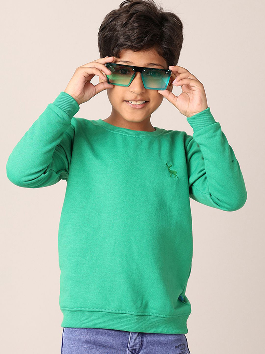 

V-Mart Boys Round Neck Pullover Sweatshirt, Green