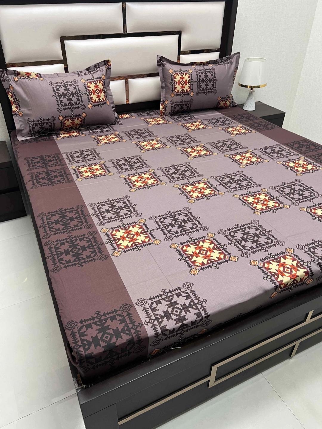 

Pure Decor Cotton Queen Size Double Bed Bedsheet With 2 Pillow Covers 2.28m X 2.54m, Brown