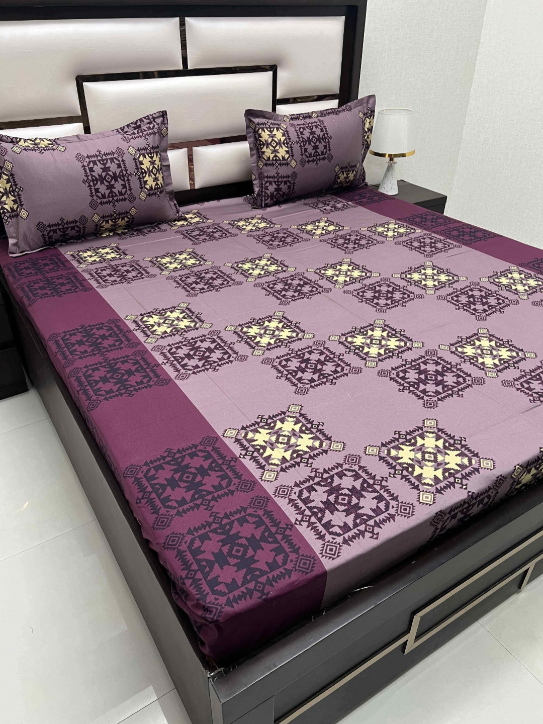 

Pure Decor Passion Fur Purple Ethnic Printed Cotton 260 TC Queen Bedsheet Set 2.53 x 2.29m