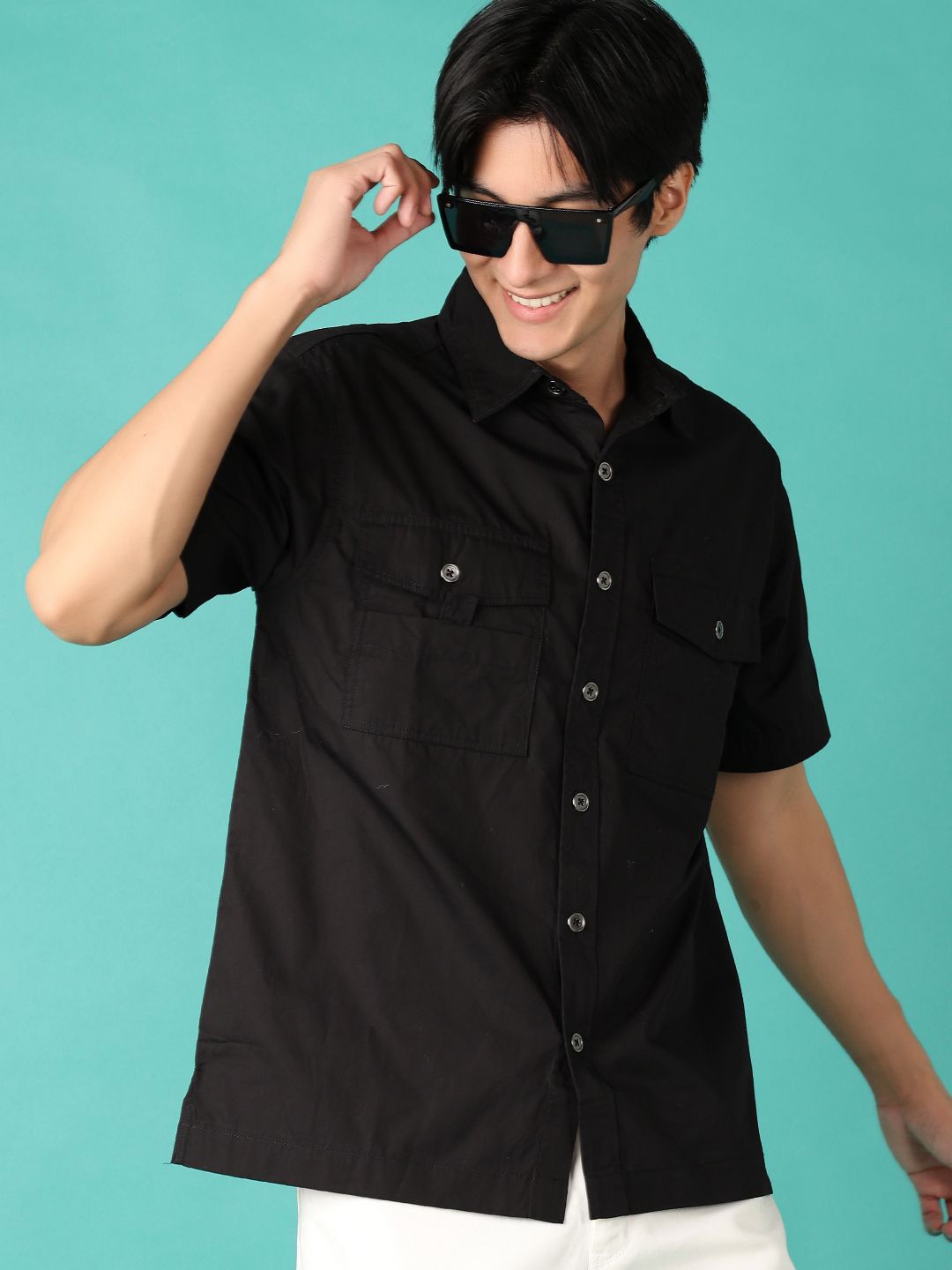 

V-Mart Men Opaque Casual Shirt, Black
