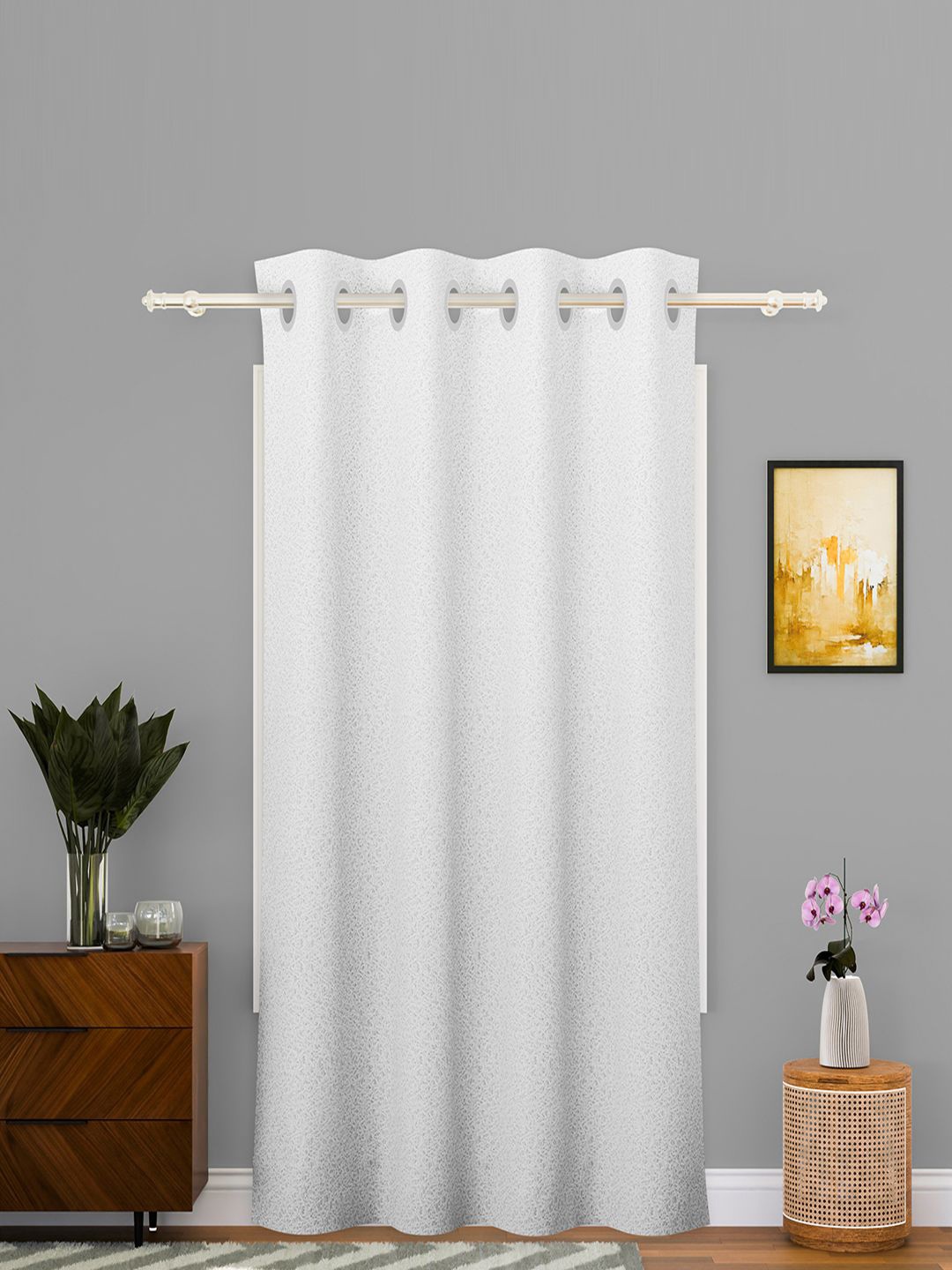 

Kuber Industries White Self Design Cotton Door Curtain