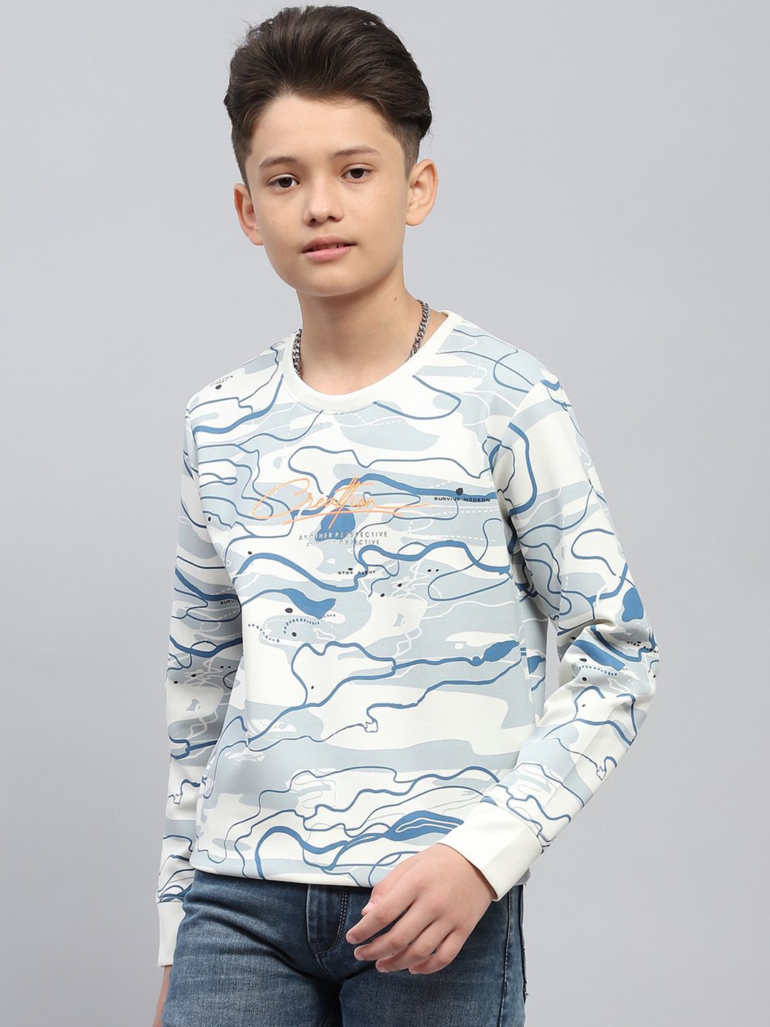 

Monte Carlo Boys Abstract Printed Sweatshirt, White