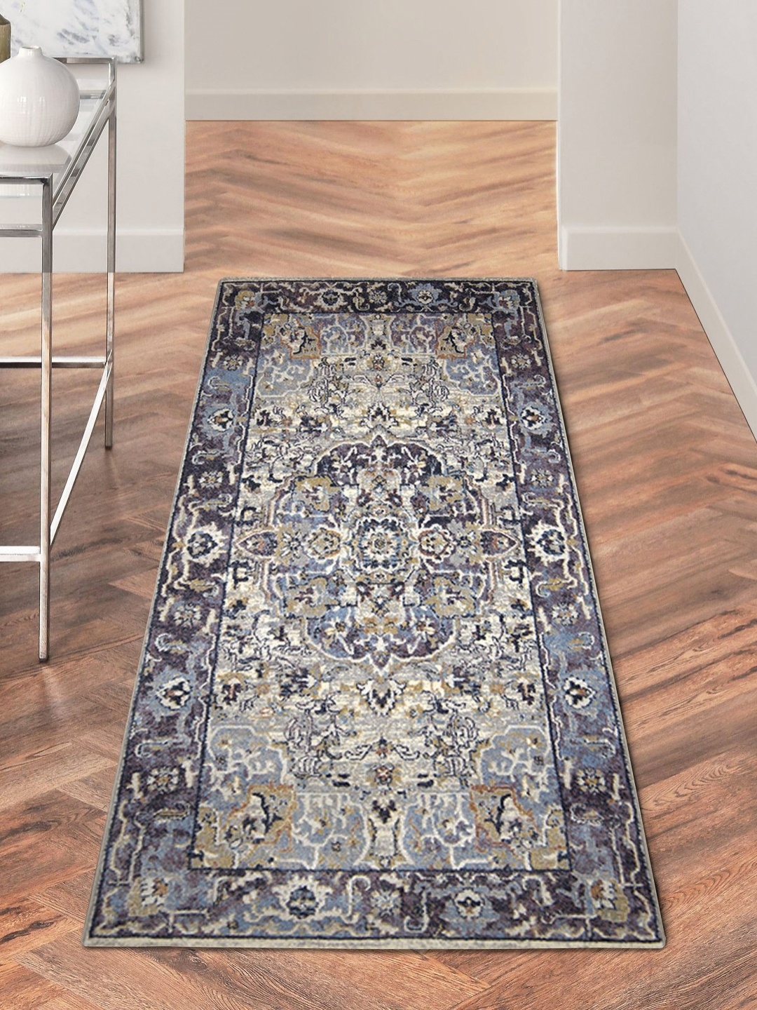 

OBSESSIONS Purple & Grey Printed Bedside Runner