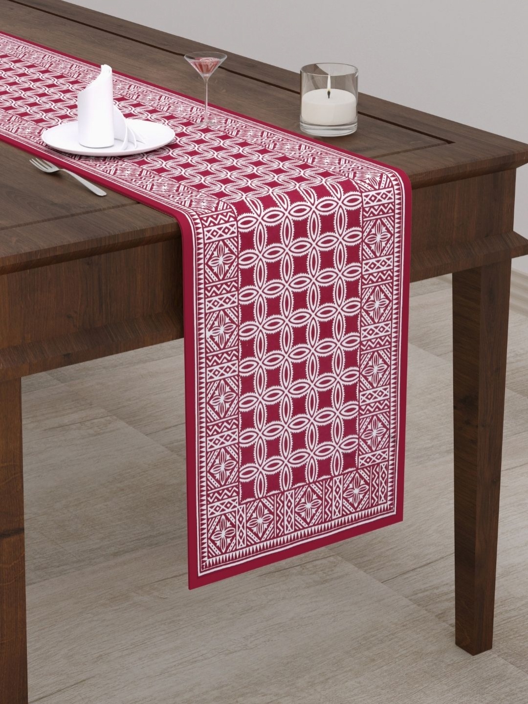 

The Craft Monk Maroon Printed Pure Cotton Table Runners