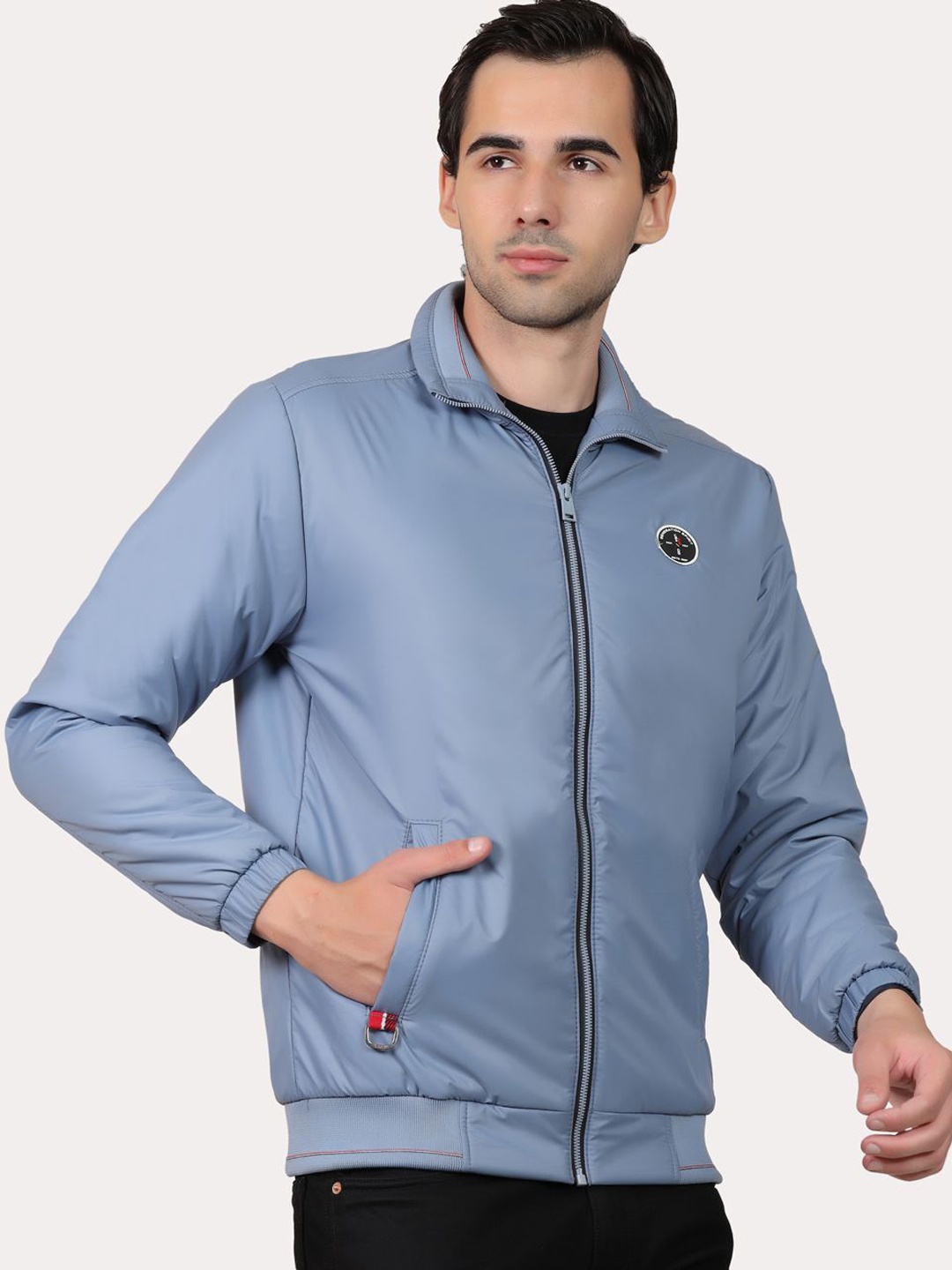 

Spirit Men Polyester Lightweight Tailored Jacket with Patchwork, Blue