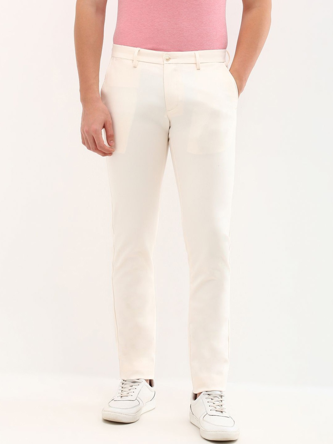 

Allen Solly Men Slim Fit Mid-Rise Trousers, Cream
