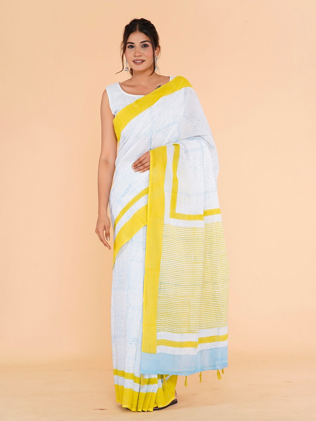 

Shivanya Handicrafts womens Pure Cotton Saree, Yellow