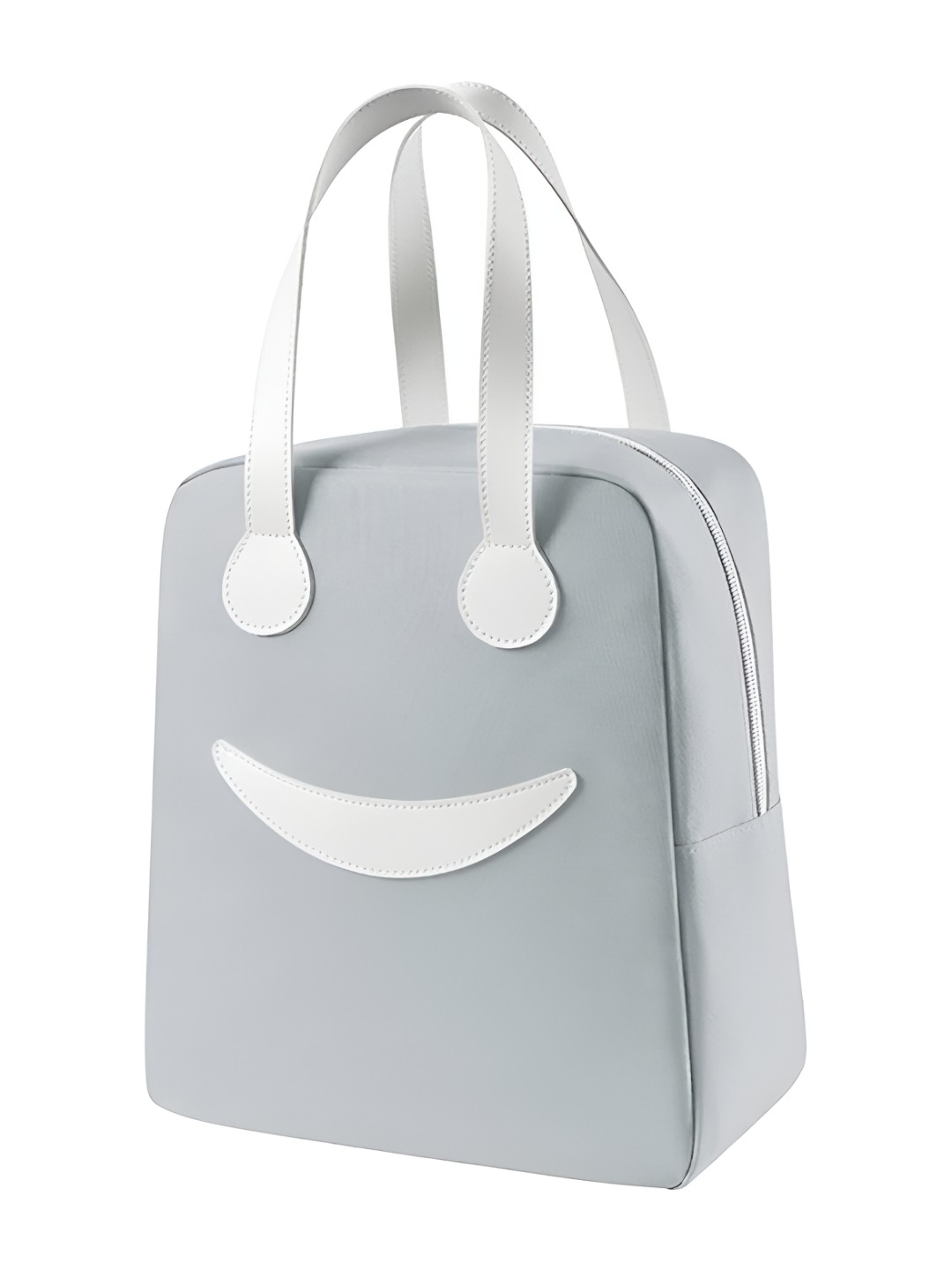 

ZEVORA Smiley Printed Insulated Lunch bag, Grey