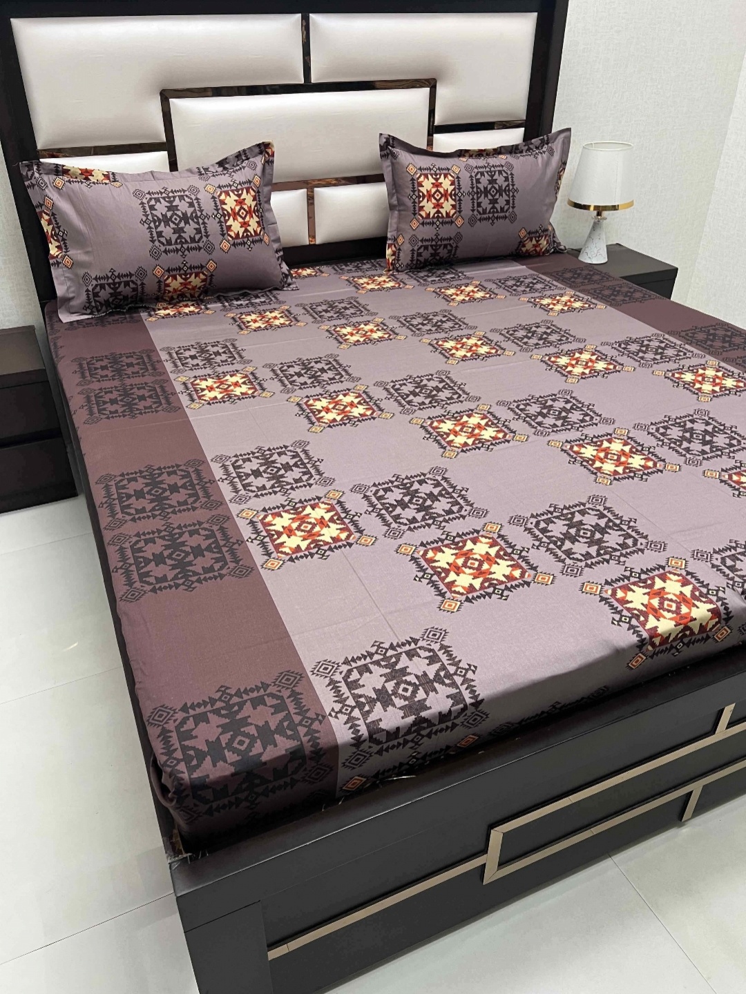 

Pure Decor Cotton Queen Size Double Bed Bedsheet With 2 Pillow Covers 2.28m X 2.54m, Brown