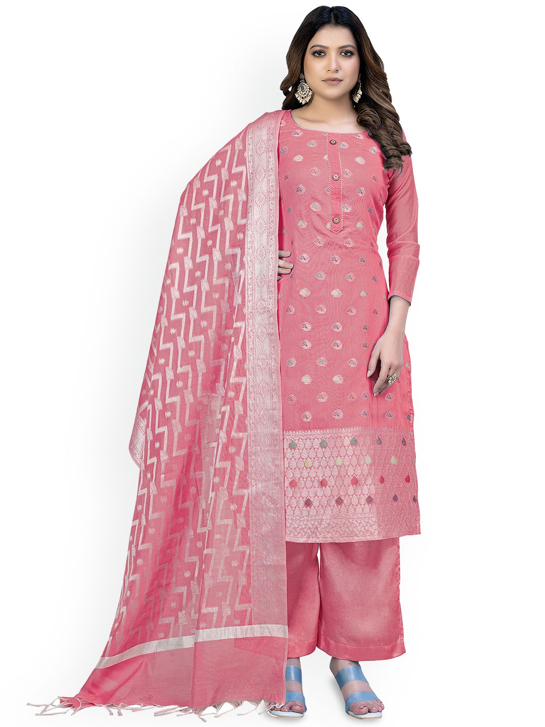 

Maroosh Ethnic Motifs Woven Design Unstitched Dress Material, Peach