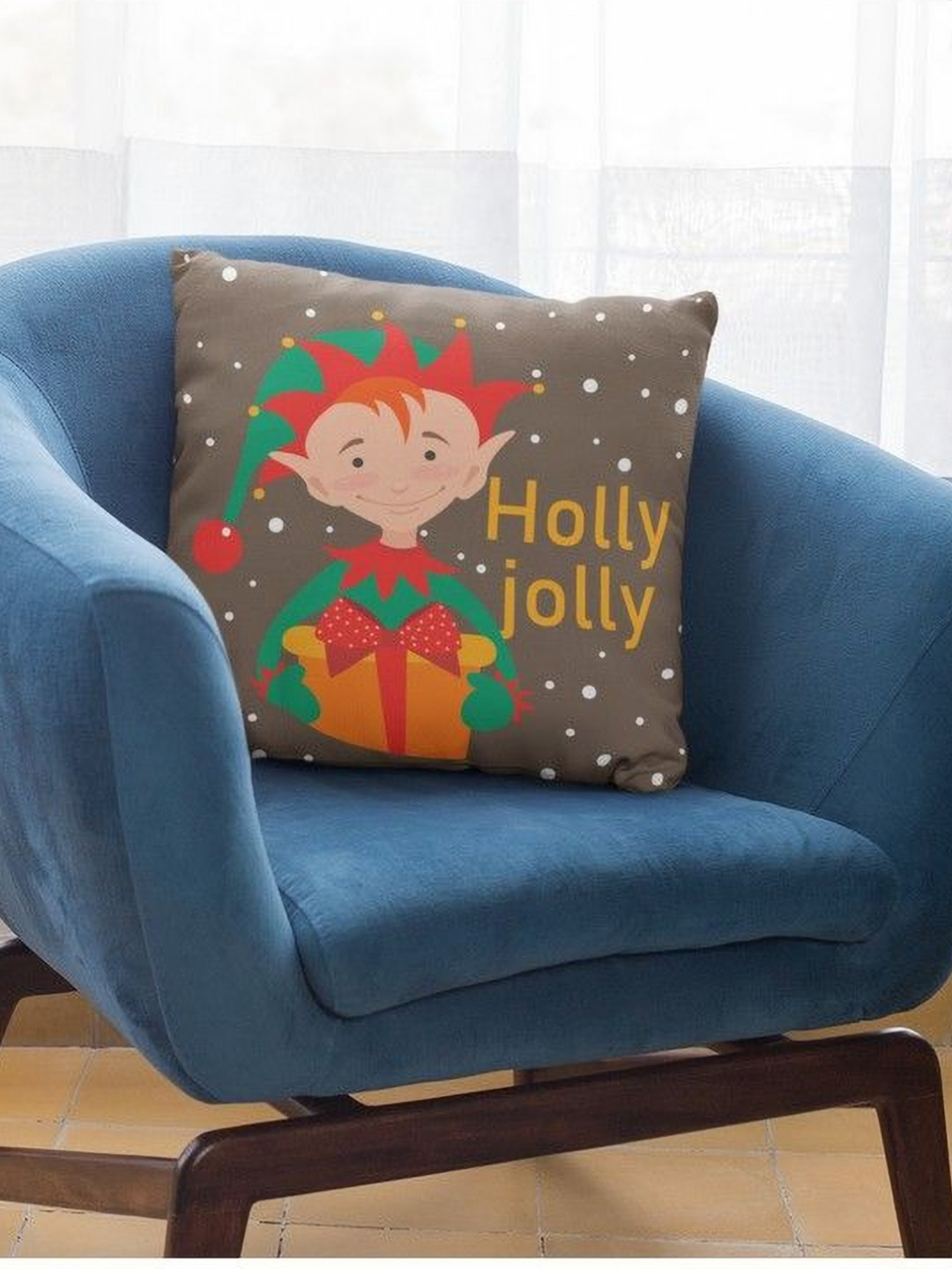 

THEYAYACAFE Brown & Red Graphic Printed Square Shaped Cushion Cover