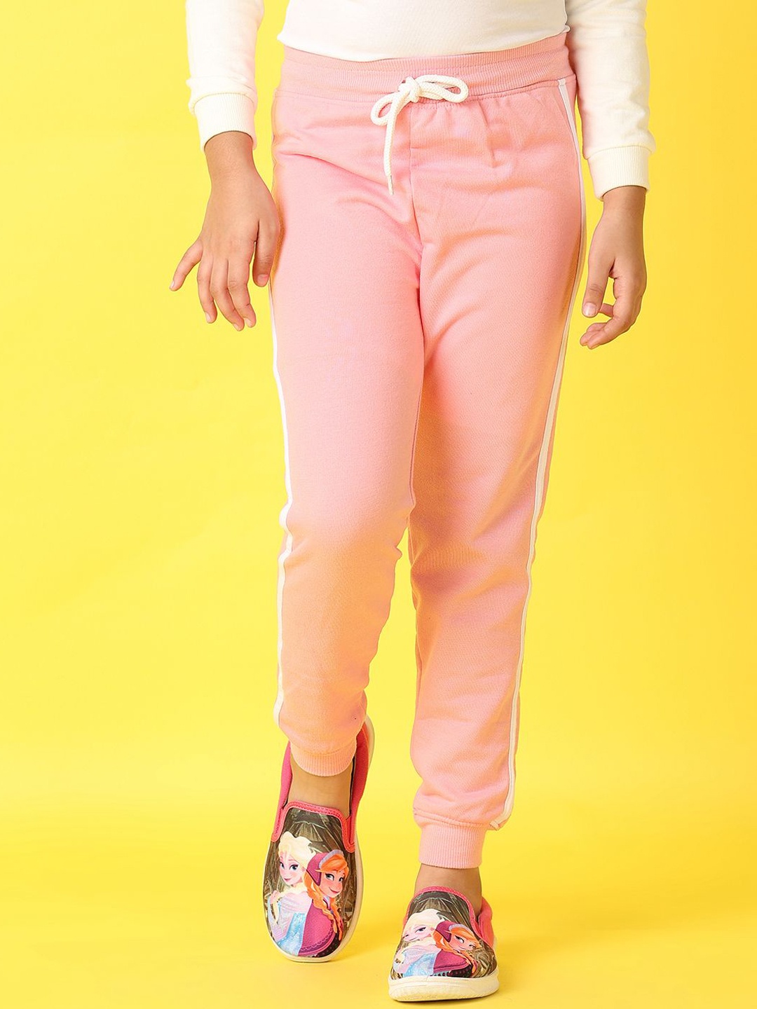

V-Mart Girls Mid-Rise Cotton Solid Joggers, Pink
