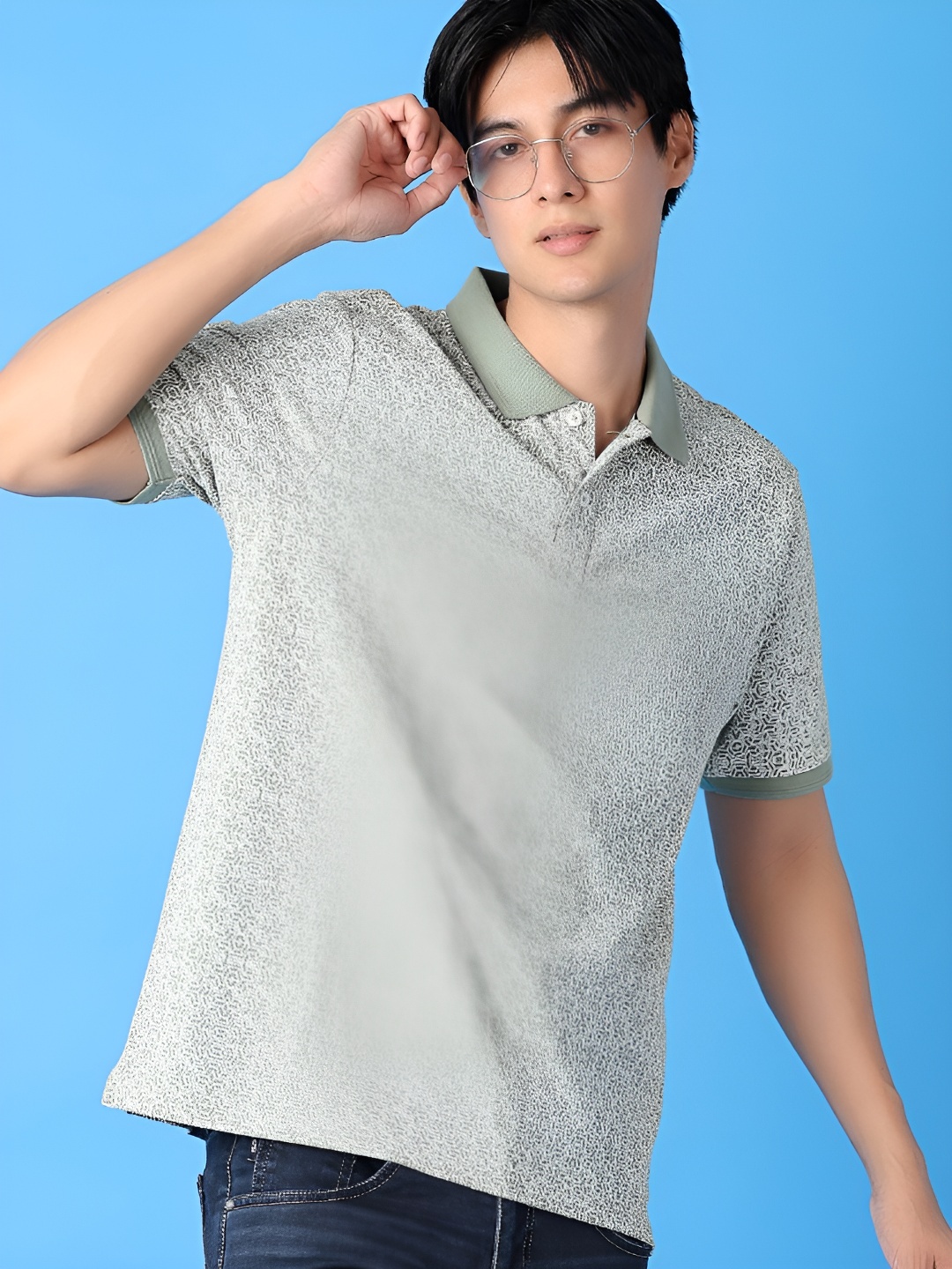 

V-Mart Men Printed Polo Collar T-shirt, Green