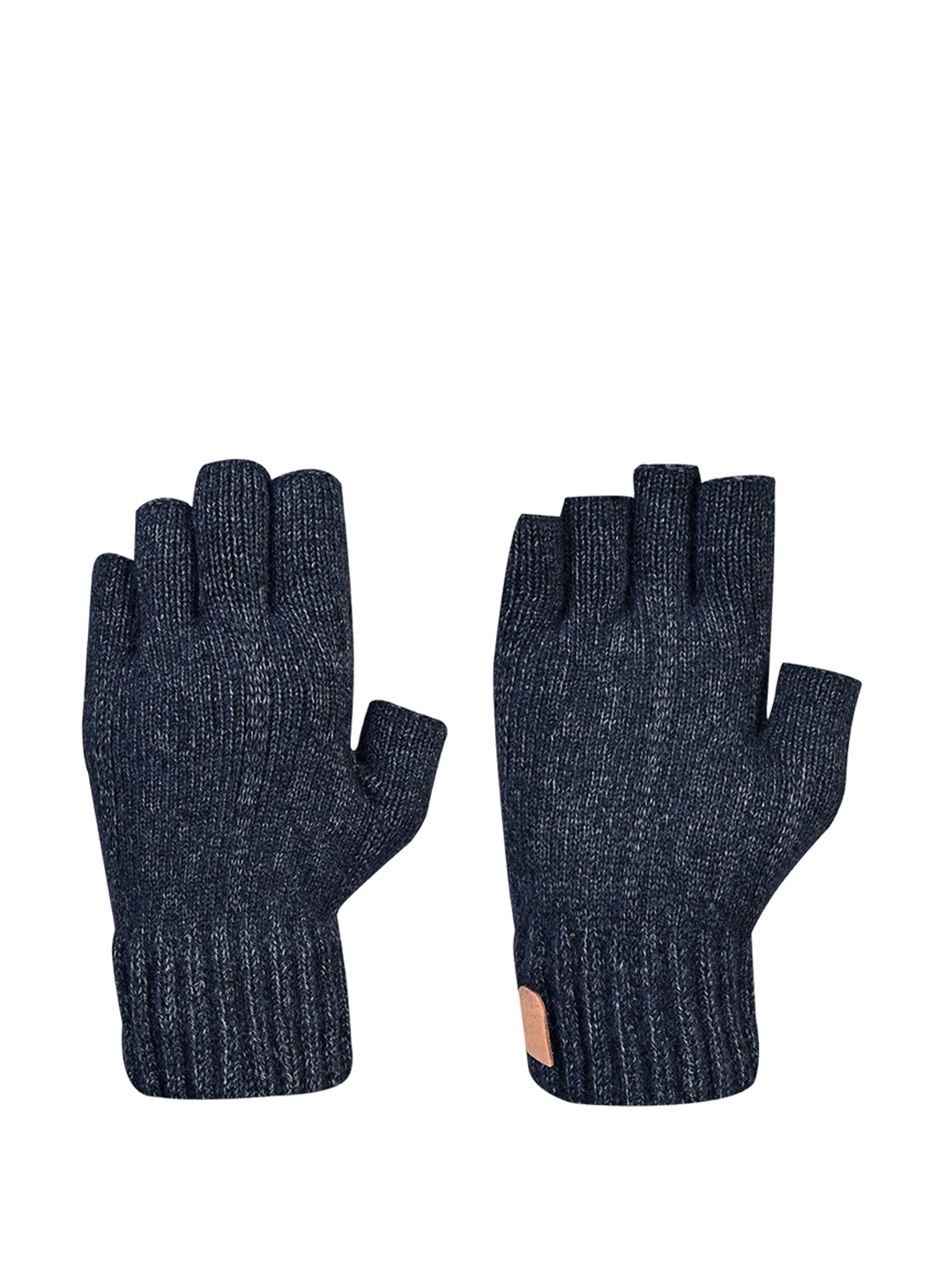 

LOOM LEGACY Men Patterned Acrylic Fingerless Gloves, Navy blue