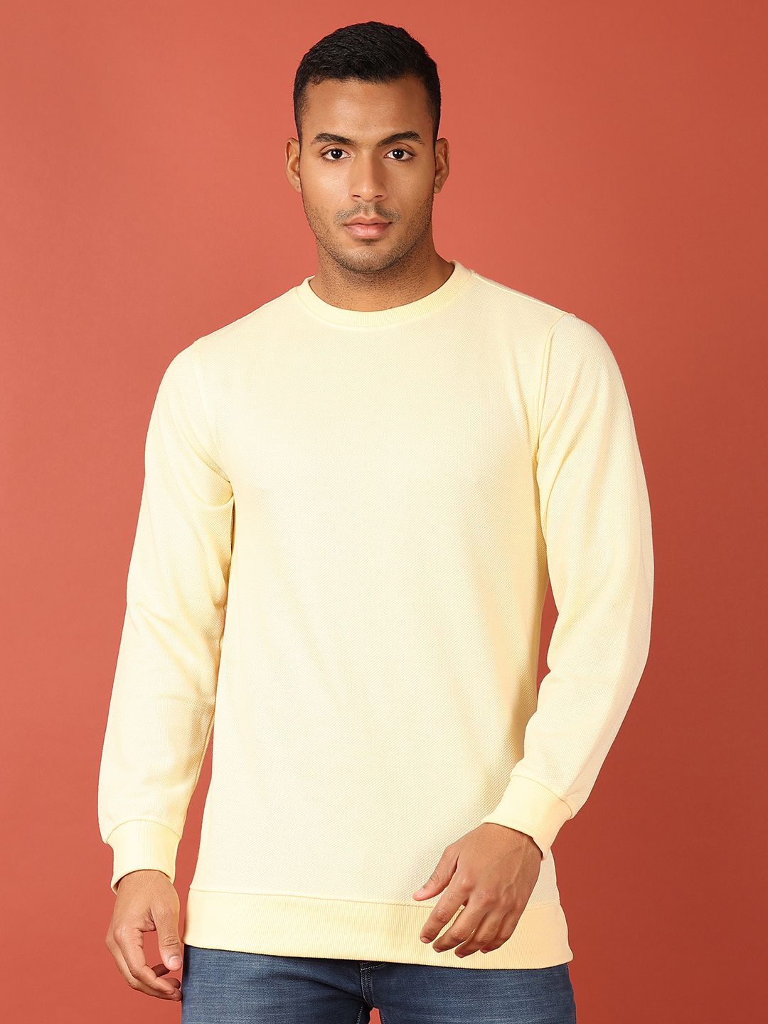 

V-Mart Men Round Neck Pullover Sweatshirt, Yellow