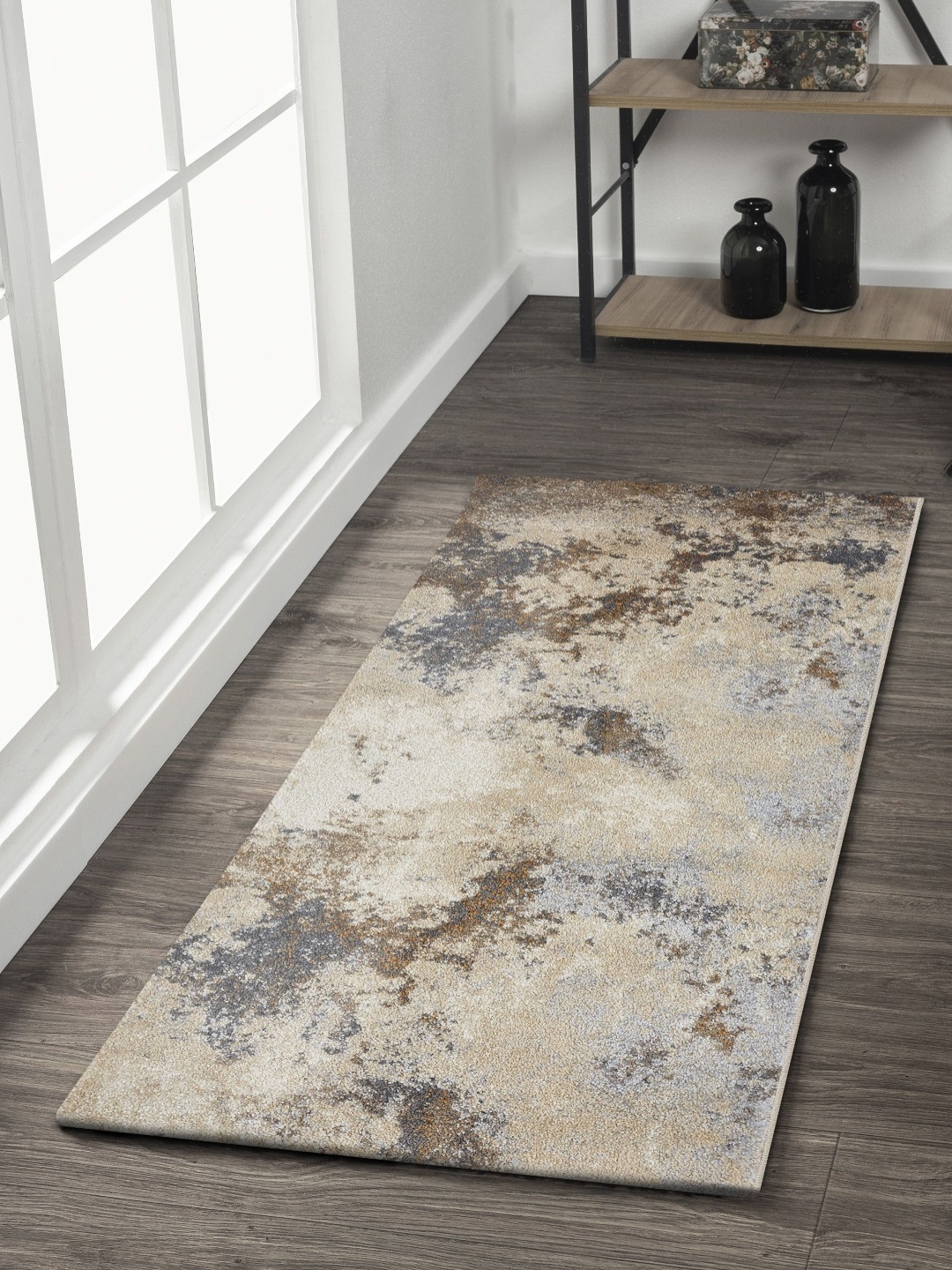 

OBSESSIONS Beige & Grey Abstract Printed Floor Runner