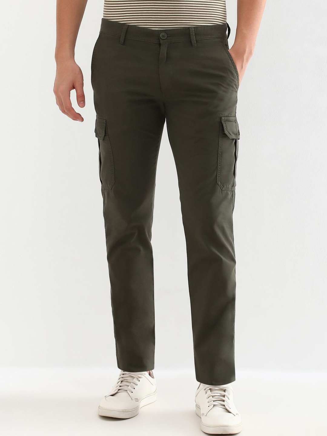 

Allen Solly Men Olive Cotton Slim Fit Casual Regular Trousers