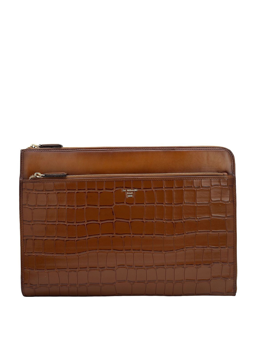 

Da Milano Unisex Textured Leather Laptop Sleeve, Brown