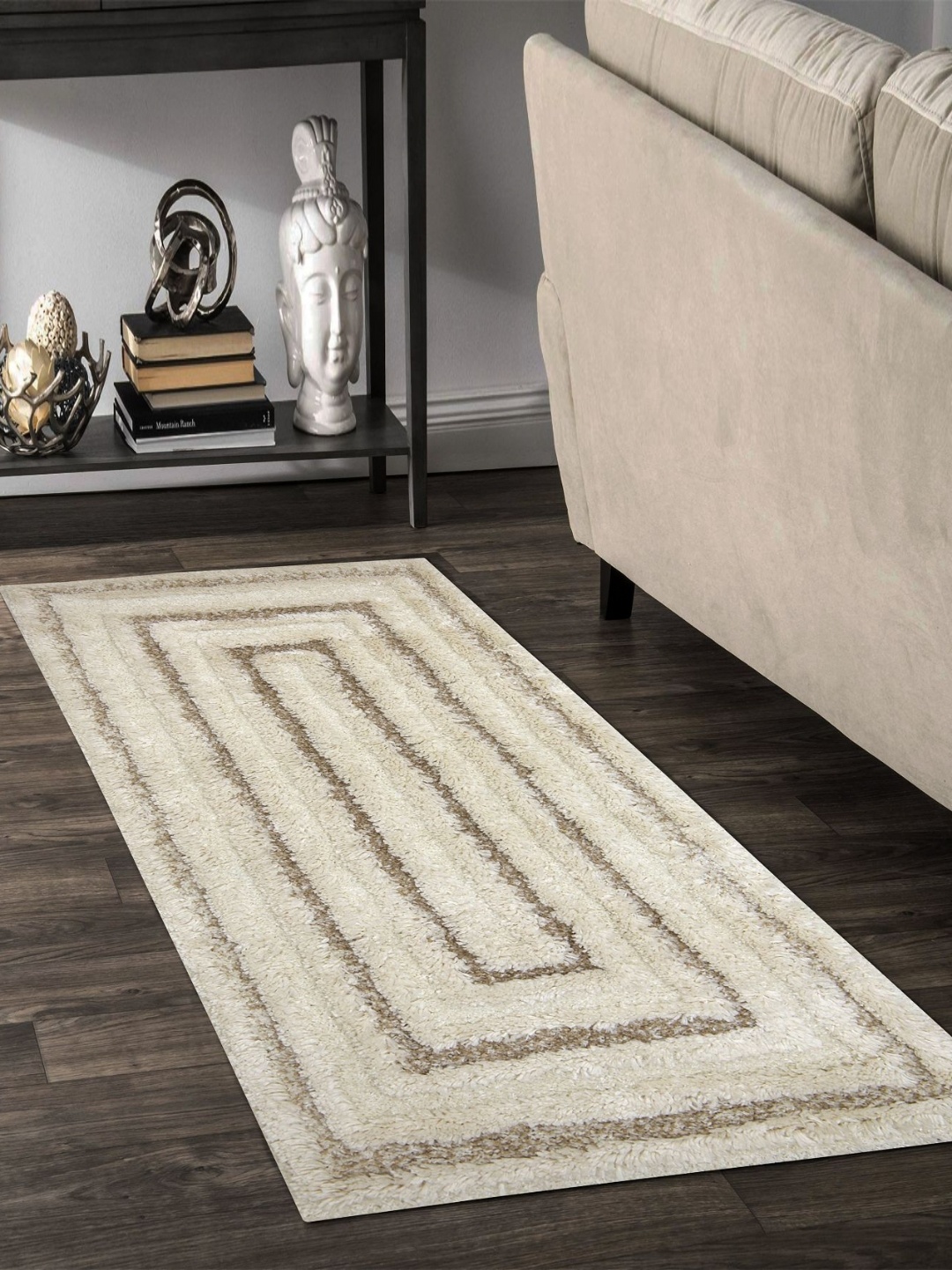 

OBSESSIONS Brown Geometric Printed Bedside Floor Runner