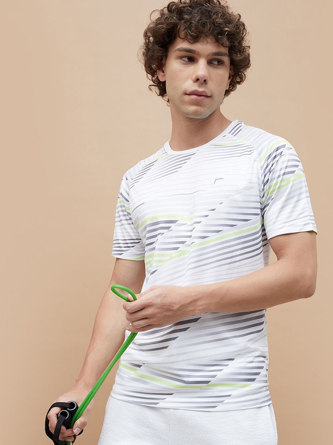 

Fame Forever by Lifestyle Men Striped Printed Round Neck T-shirt, White