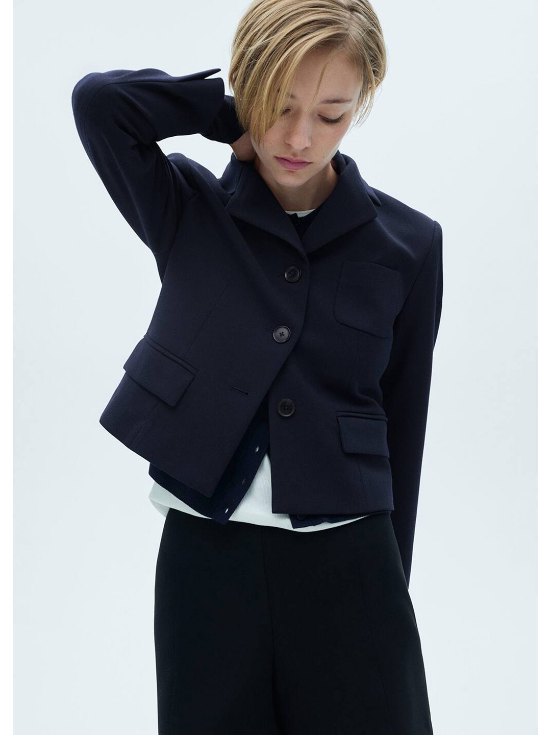 

MANGO Single-Breasted Blazer, Navy blue