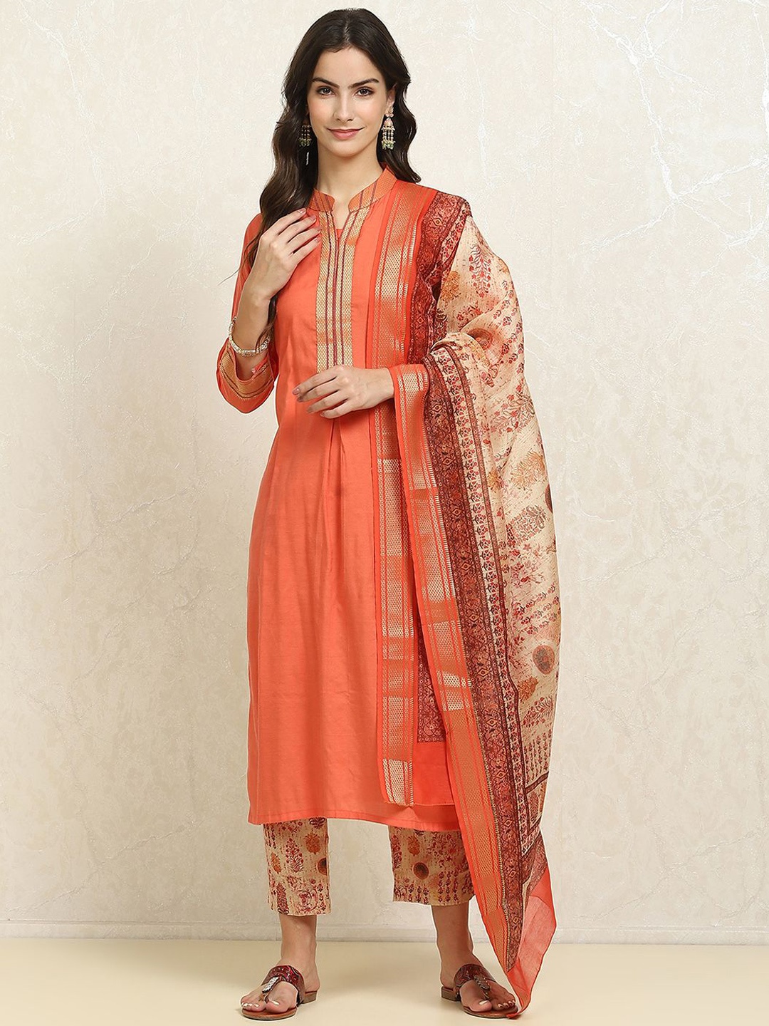 

Biba Zari Pure Cotton Unstitched Dress Material, Pink
