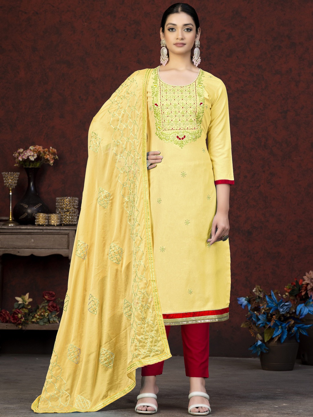 

Maroosh Ethnic Motifs Embroidered Unstitched Dress Material, Yellow