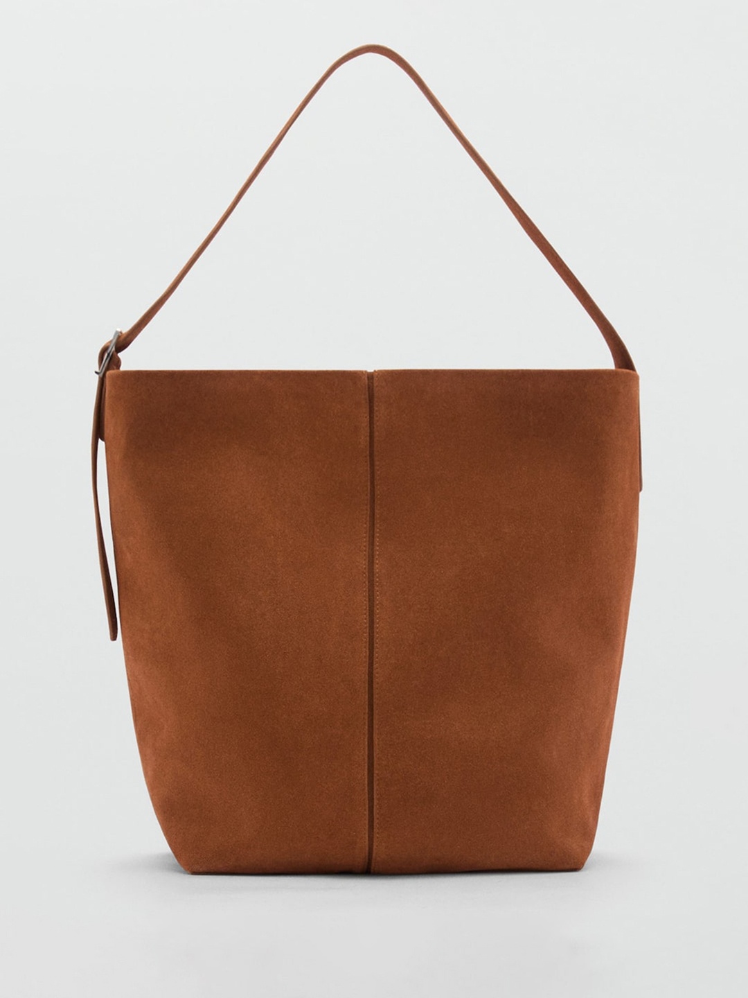 

MANGO Suede Structured Shoulder Bag, Camel brown