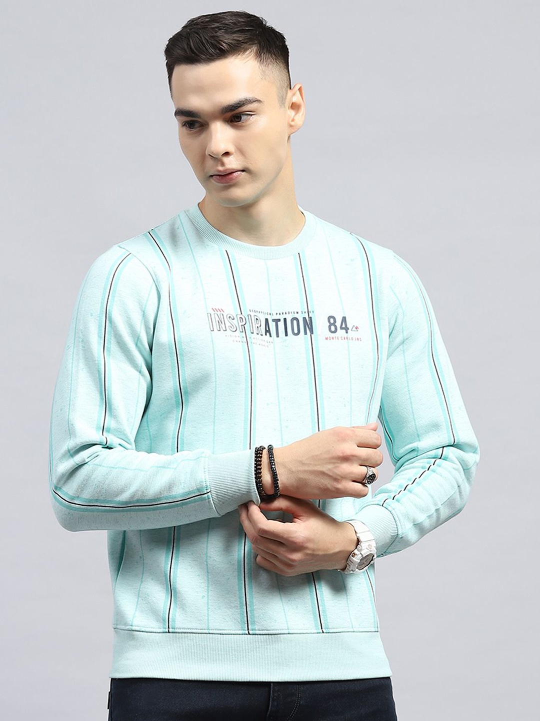 

Monte Carlo Men Printed Cotton Pullover Sweatshirt, Green