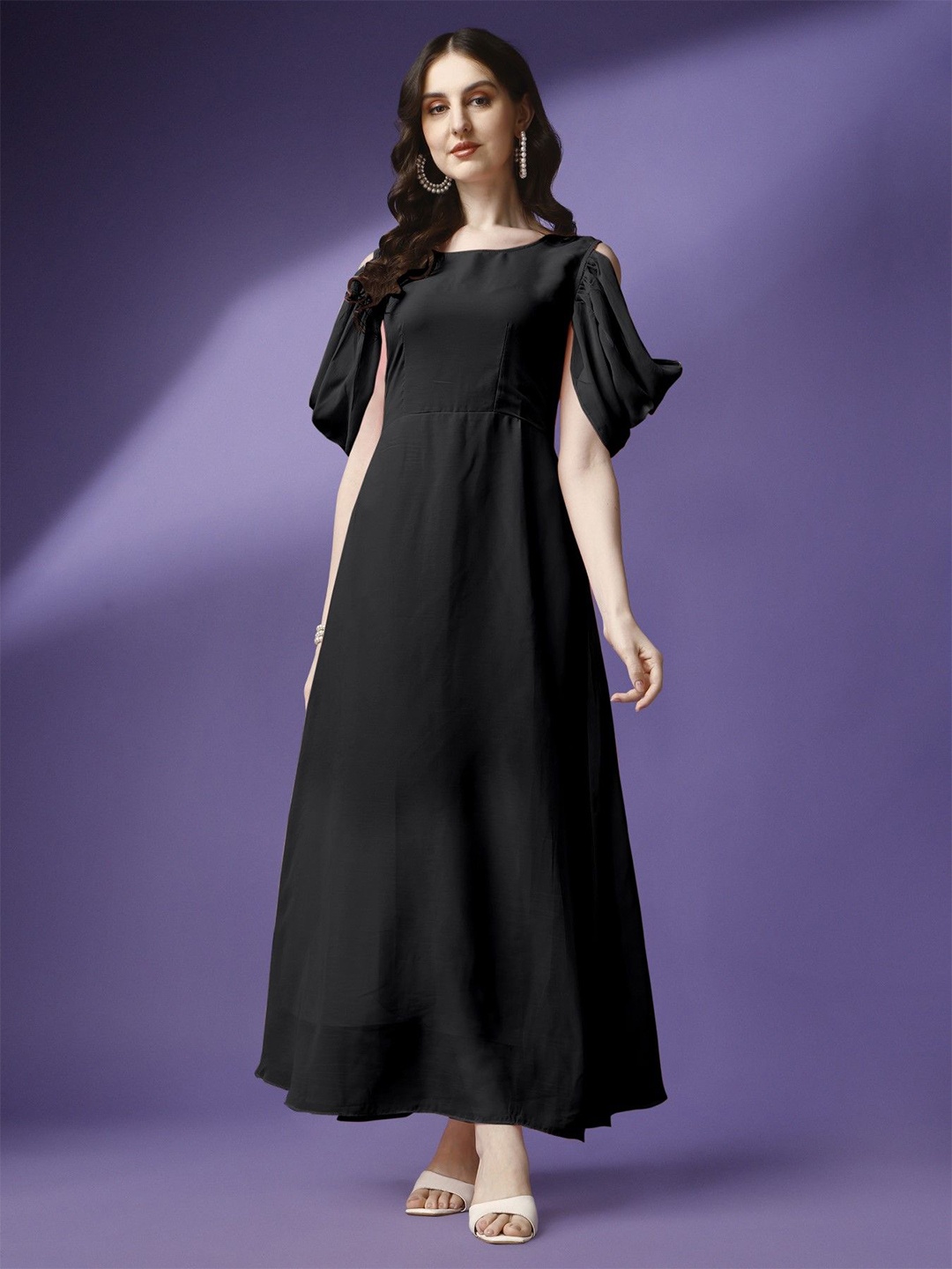 

Raiyani Enterprise Women Fit & Flare Maxi Dress, Black