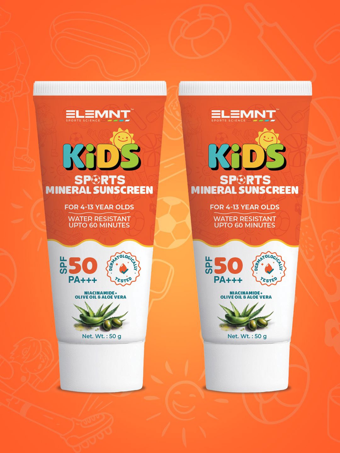 

Elemnt Sports Science Set Of 2 Kids Sports Mineral Sunscreen - 50 gm Each, White