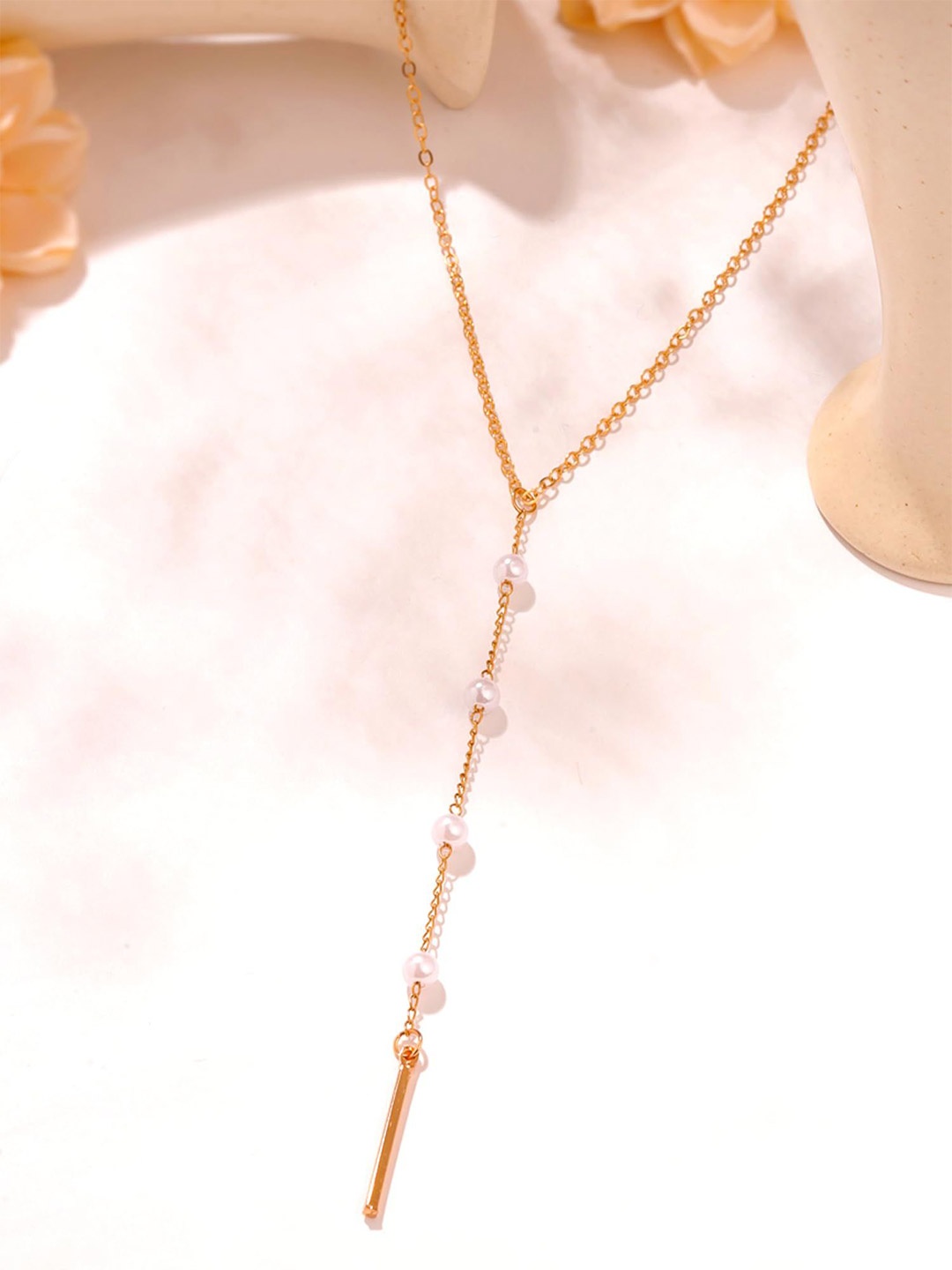 

Yellow Chimes Unisex Set Of 2 Gold-Plated Pearls Chains, Rose gold