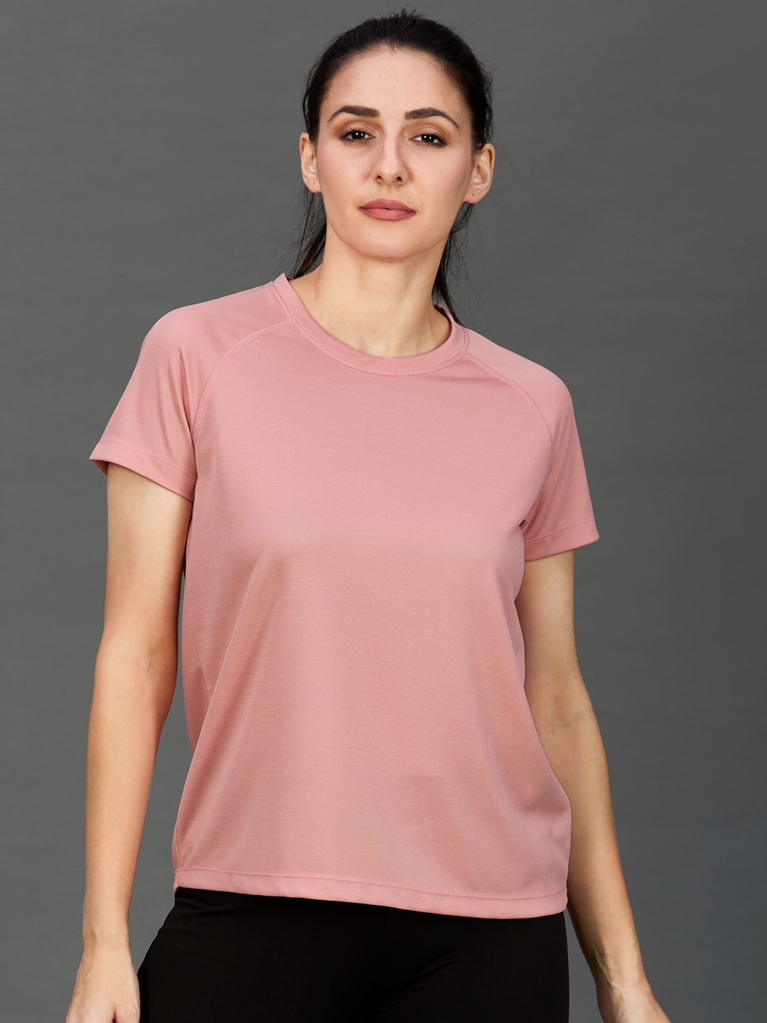 

HRX by Hrithik Roshan Women Solid Round Neck T-shirt, Pink