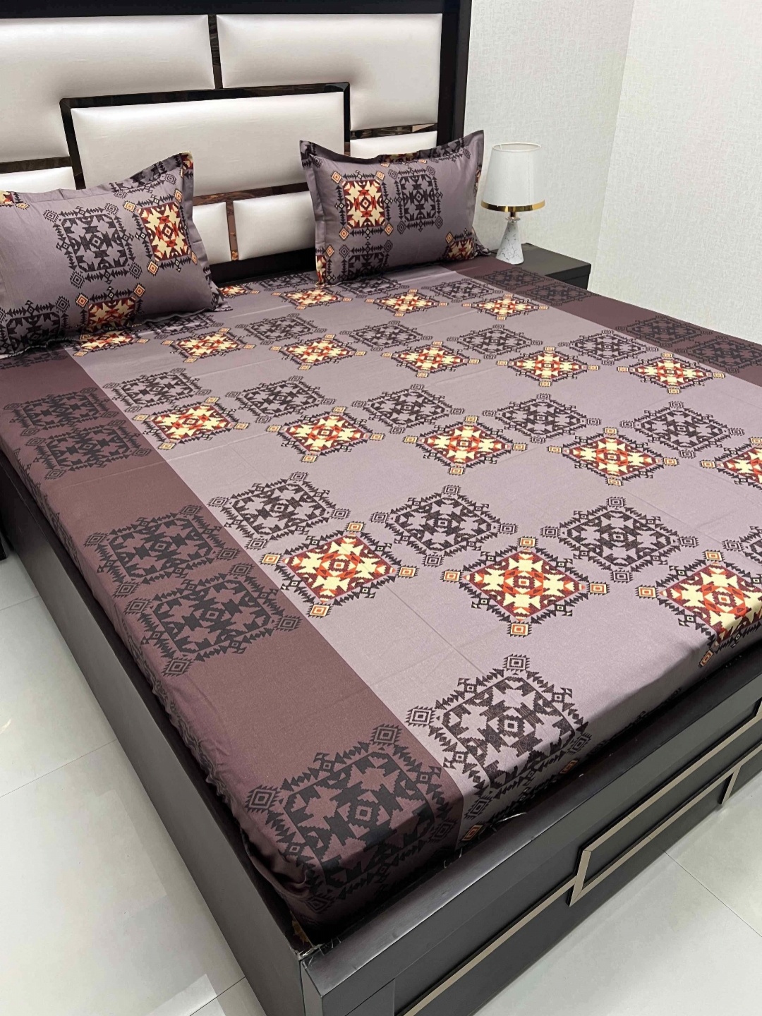 

Pure Decor Cotton Queen Size Double Bed Bedsheet With 2 Pillow Covers 2.28m X 2.54m, Brown