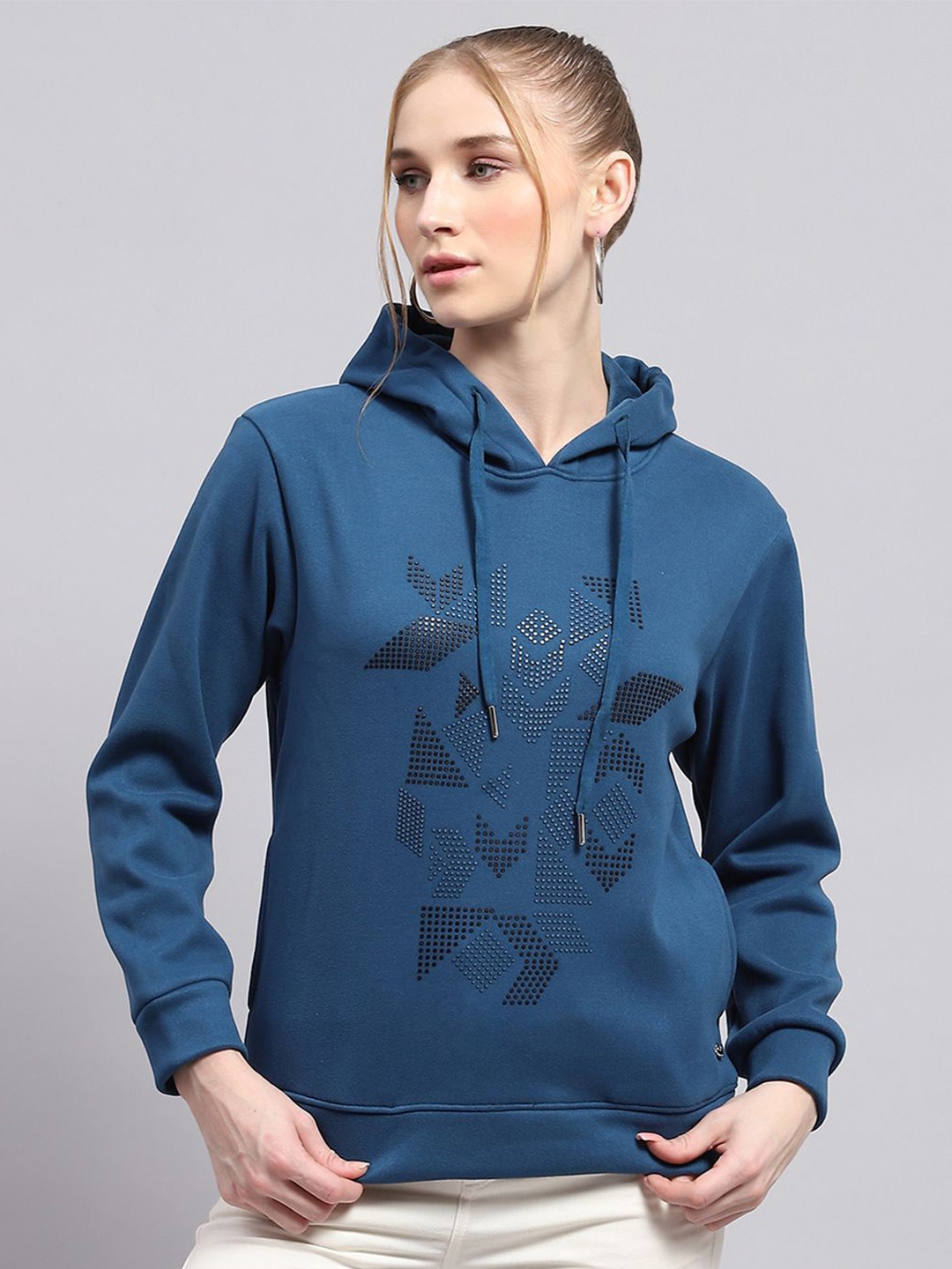 

Monte Carlo Women Printed Hooded Pullover Sweatshirt, Blue