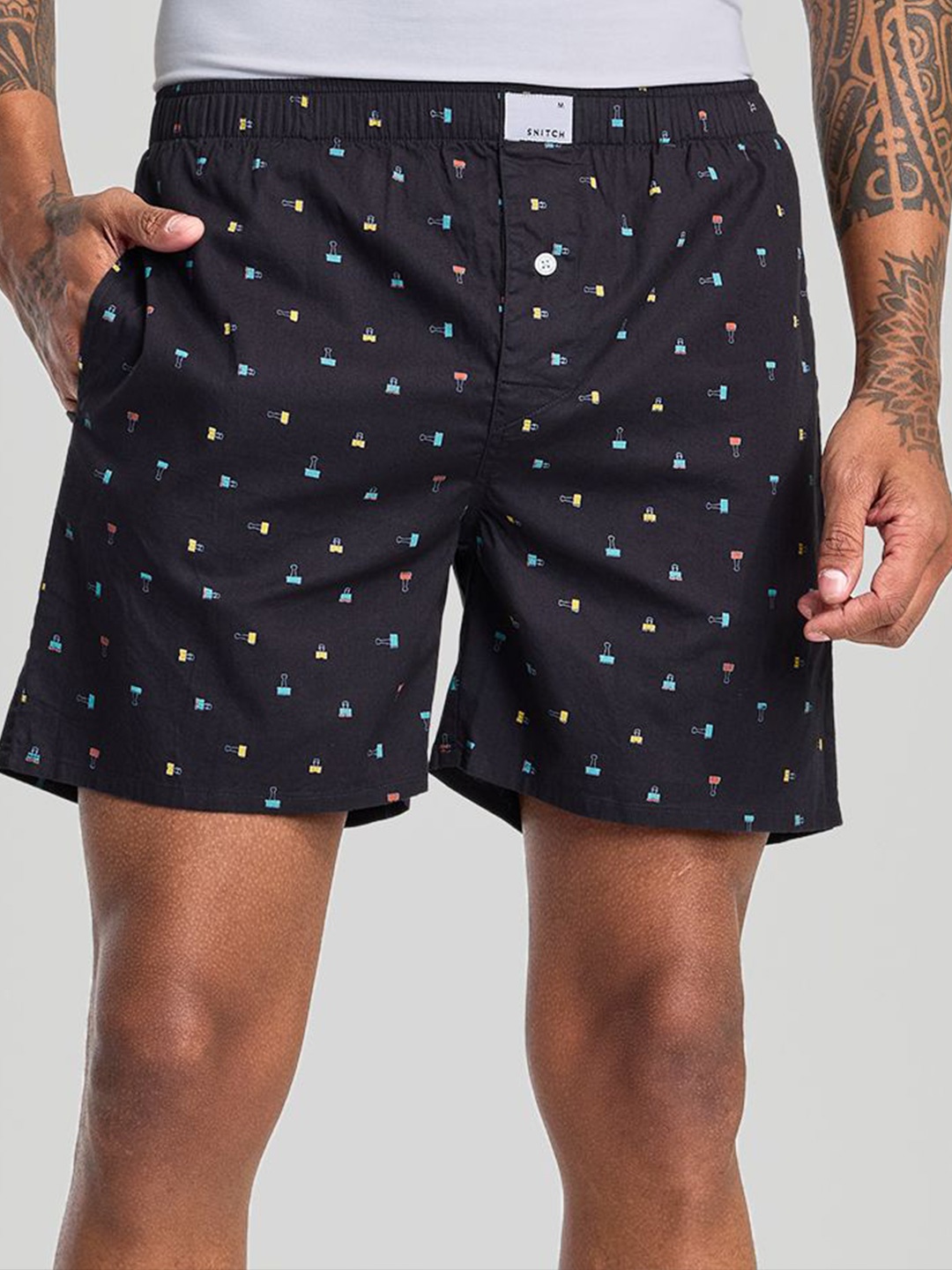 

Snitch Men Printed Pure Cotton Boxers 4MSBX9247-02-L, Charcoal