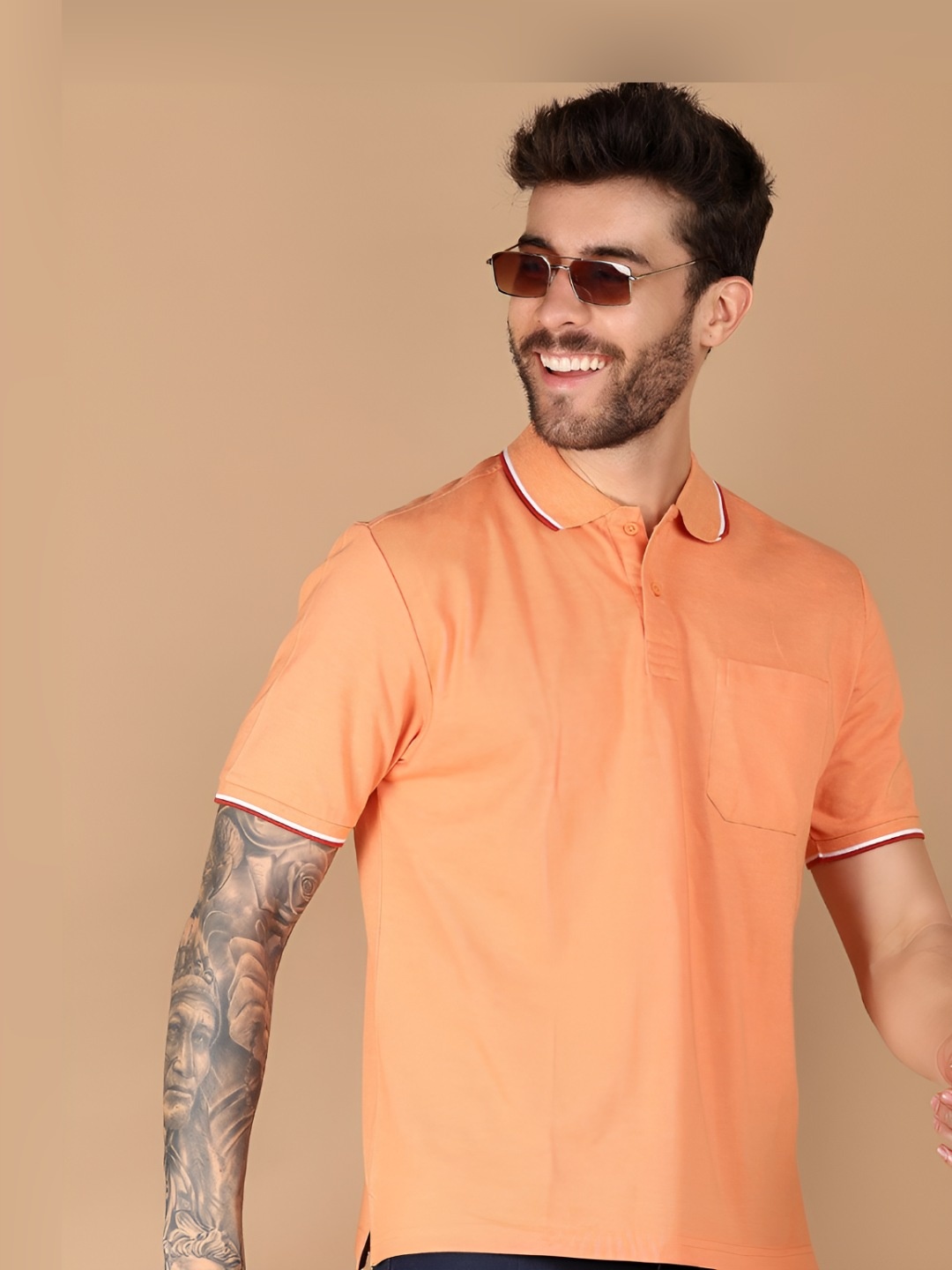 

V-Mart Men Solid Polo Collar T-shirt, Orange