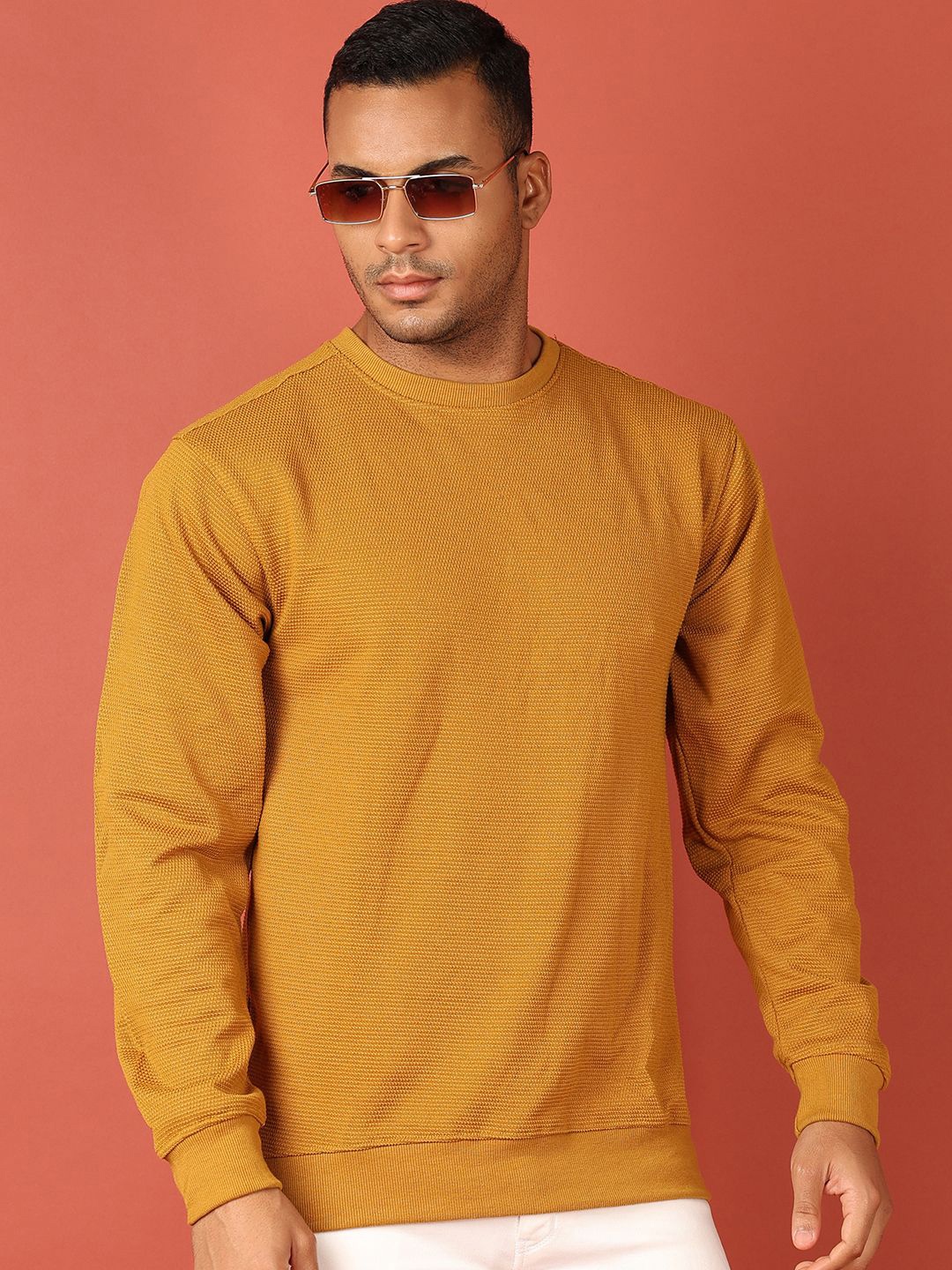 

V-Mart Men Round Neck Solid Pullover Sweatshirt, Yellow
