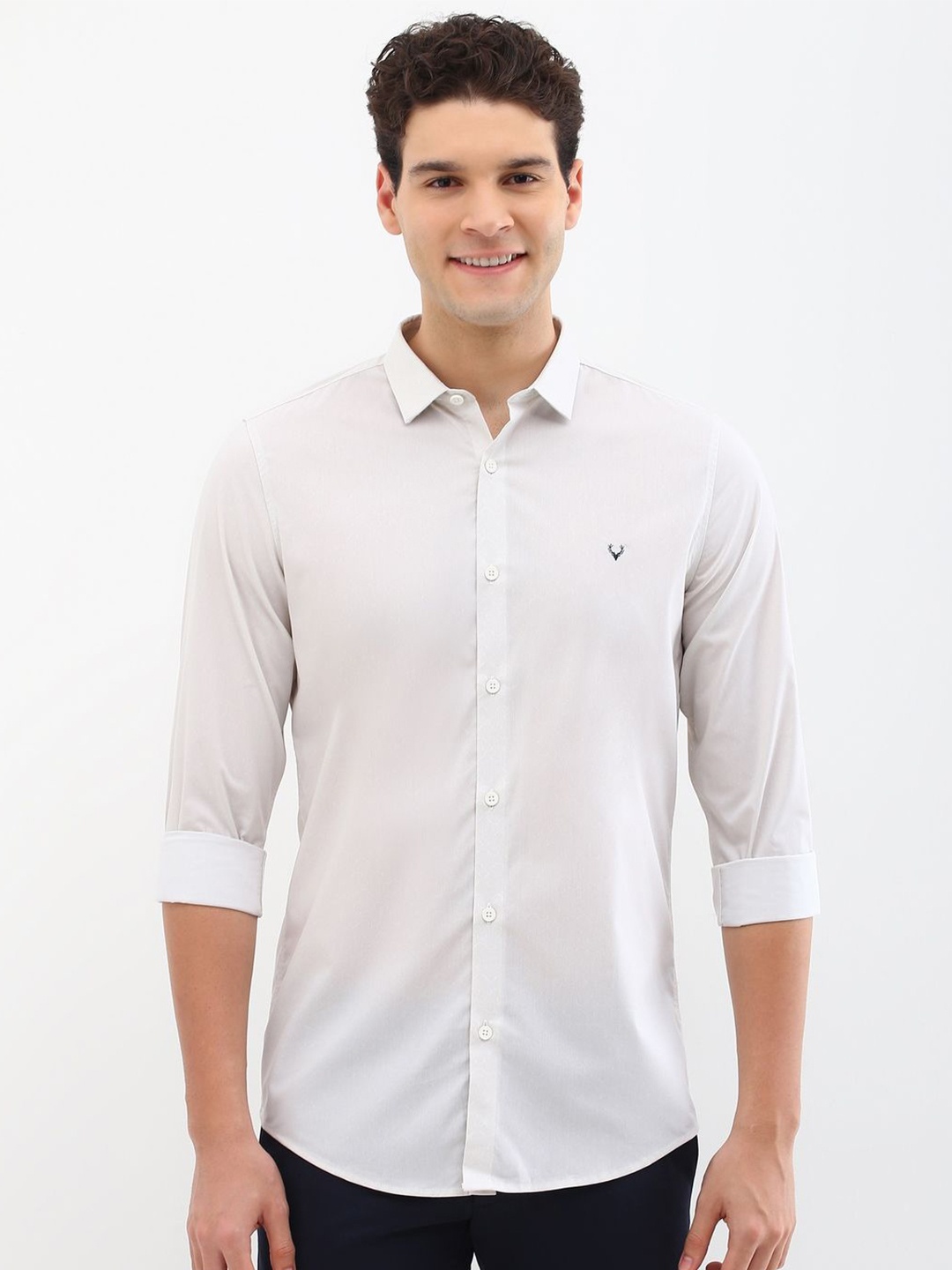 

Allen Solly Men Spread Collar Abstract Printed Cotton Slim Fit Casual Shirt, White