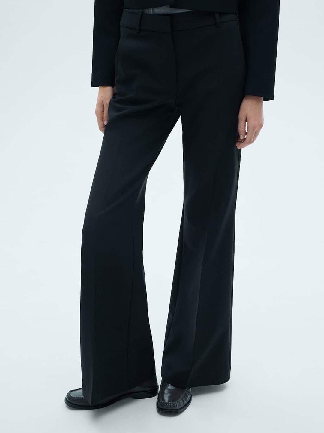 

MANGO Women Flared Formal Trousers, Navy blue