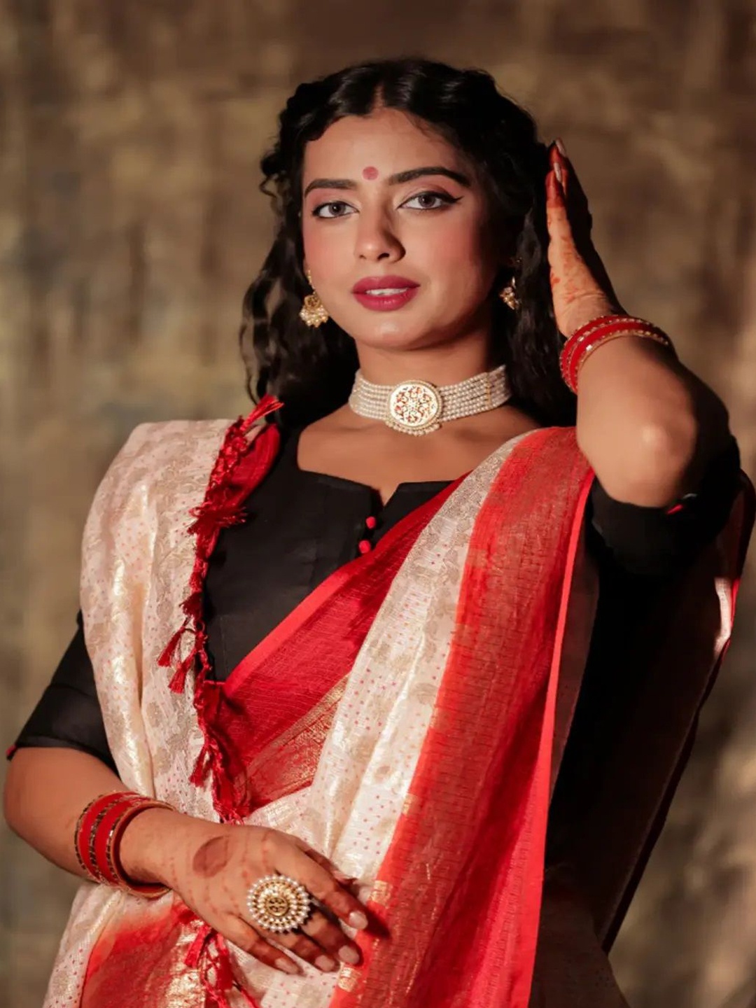 

THE SAFFRON SAGA Printed Pure Cotton Saree, Black