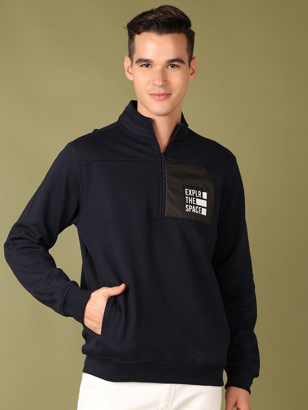 

V-Mart Men Turtle Neck Pullover Sweatshirt, Navy blue