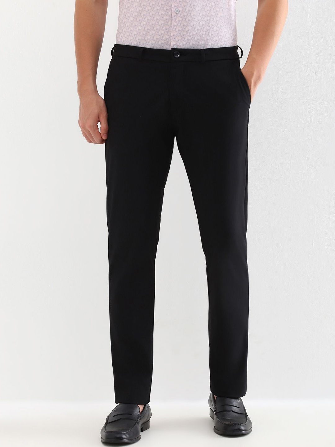

Allen Solly Men Slim Fit Mid-Rise Casual Trousers, Black