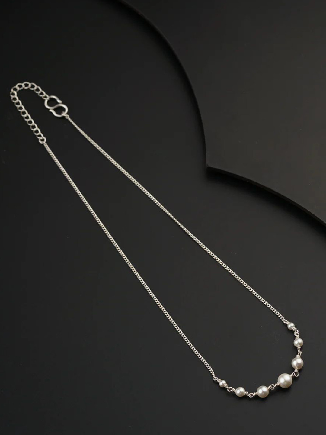 

House of Aadyaa 92.5 Sterling Silver Pearls Chain