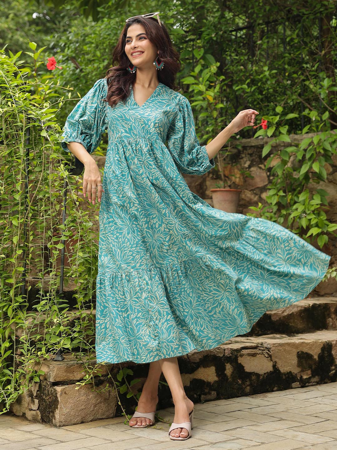 

Jaipur Morni women Fit & Flare Maxi Dress, Sea green