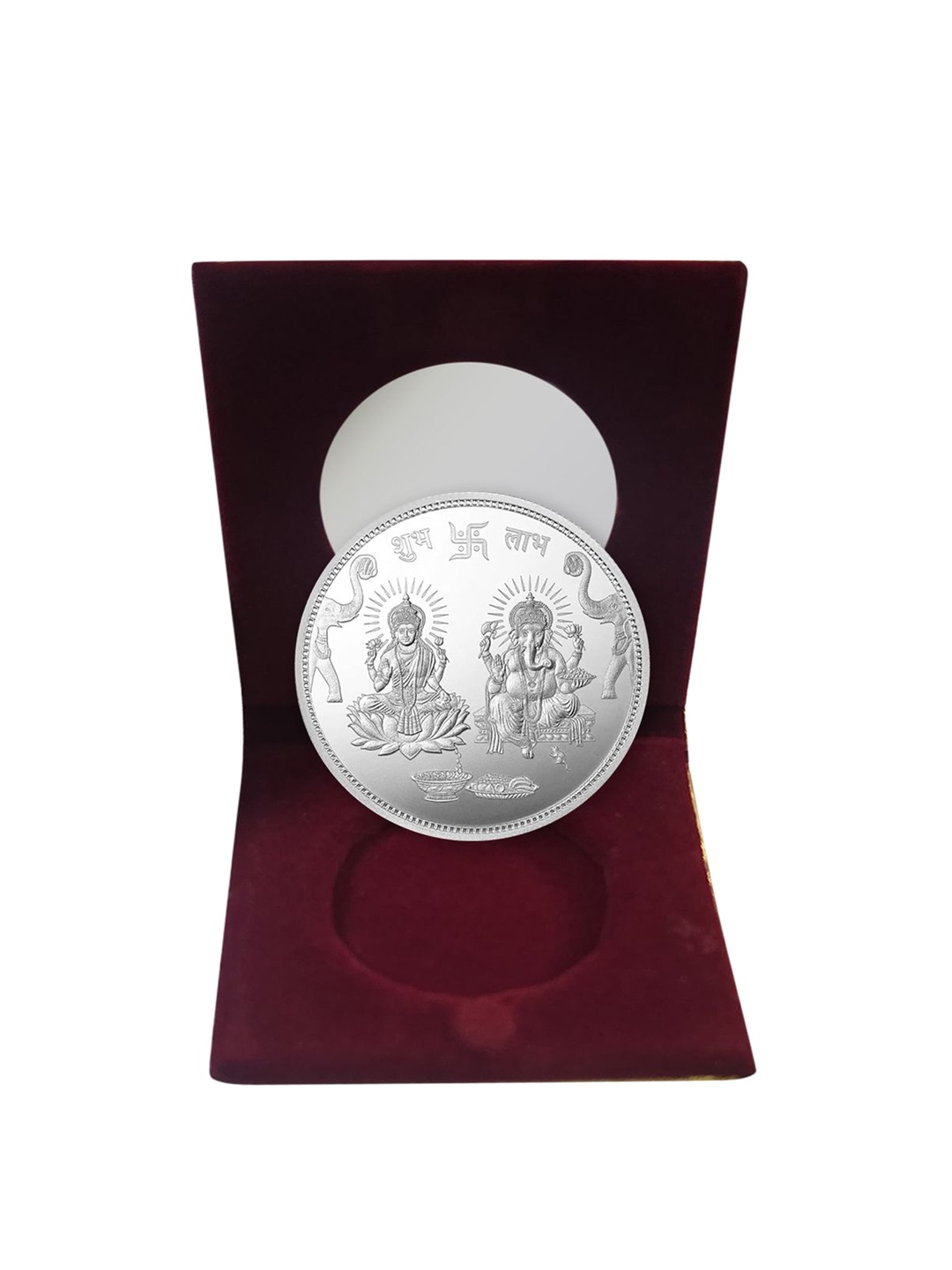 

TEEMOODS 999 Sliver Goddess Lakshmi & Ganesh Coin-5gm, Silver