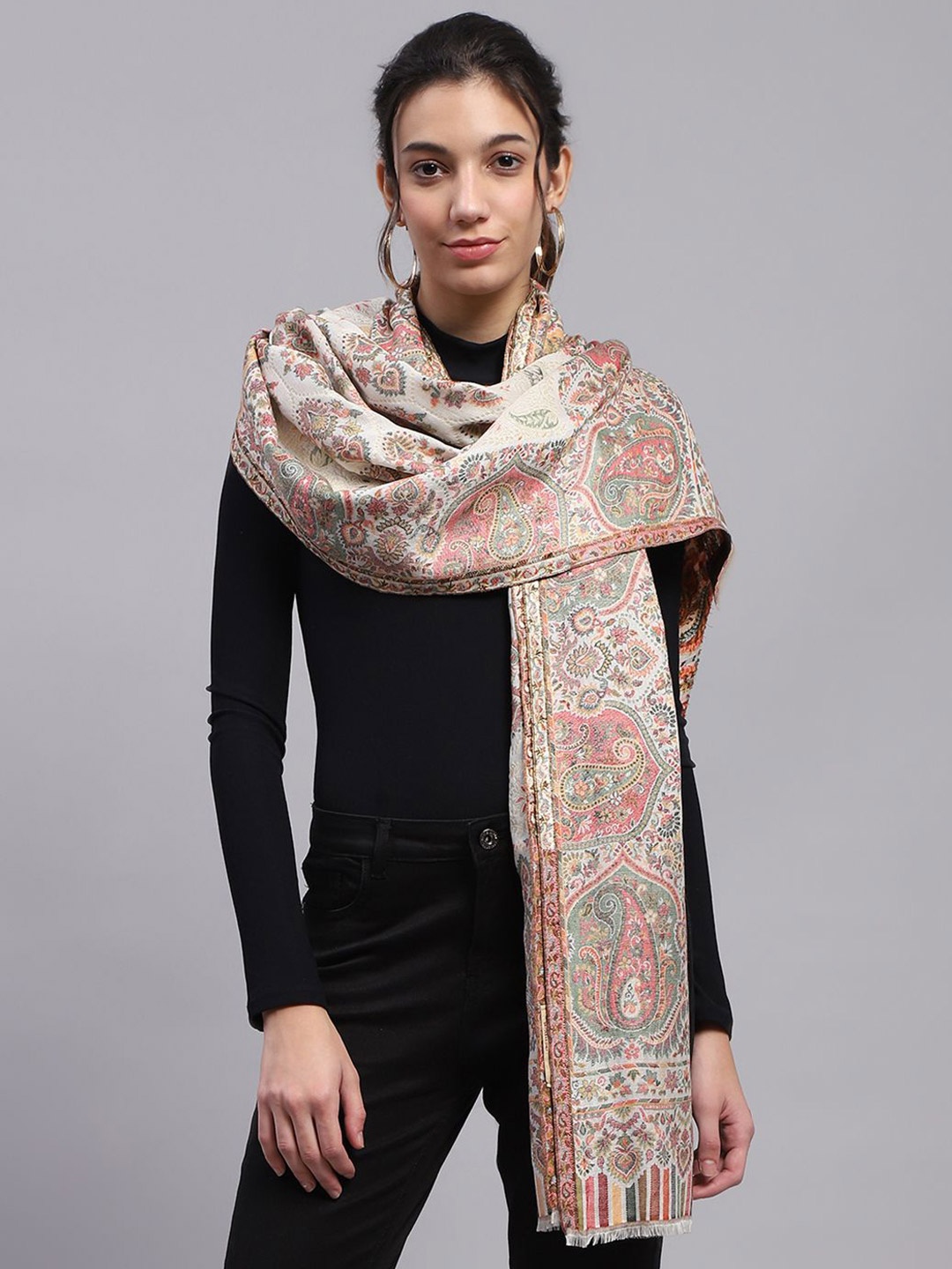 

Monte Carlo Women Woven Design Stole, Grey