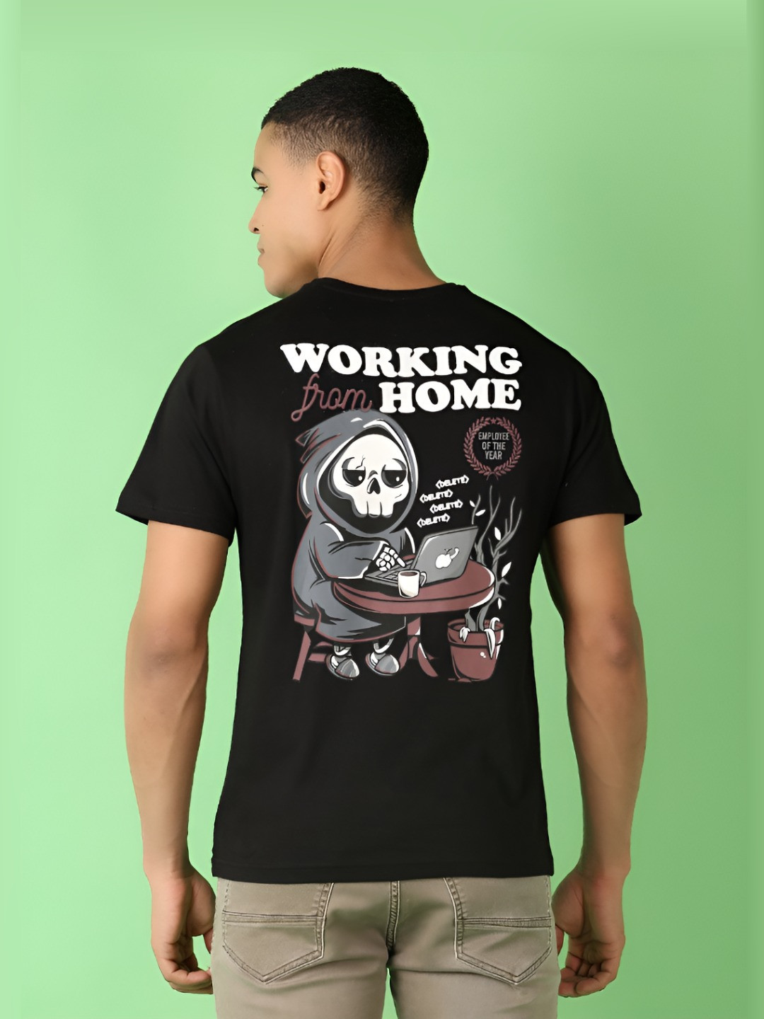 

V-Mart Men Graphic Printed Round Neck Cotton T-shirt, Black