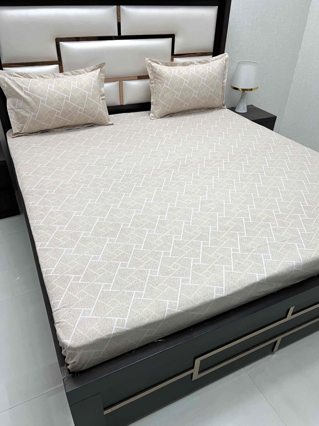 

Pure Decor Cotton Queen Size Double Bed Bedsheet With 2 Pillow Covers 2.28m X 2.54m, Cream