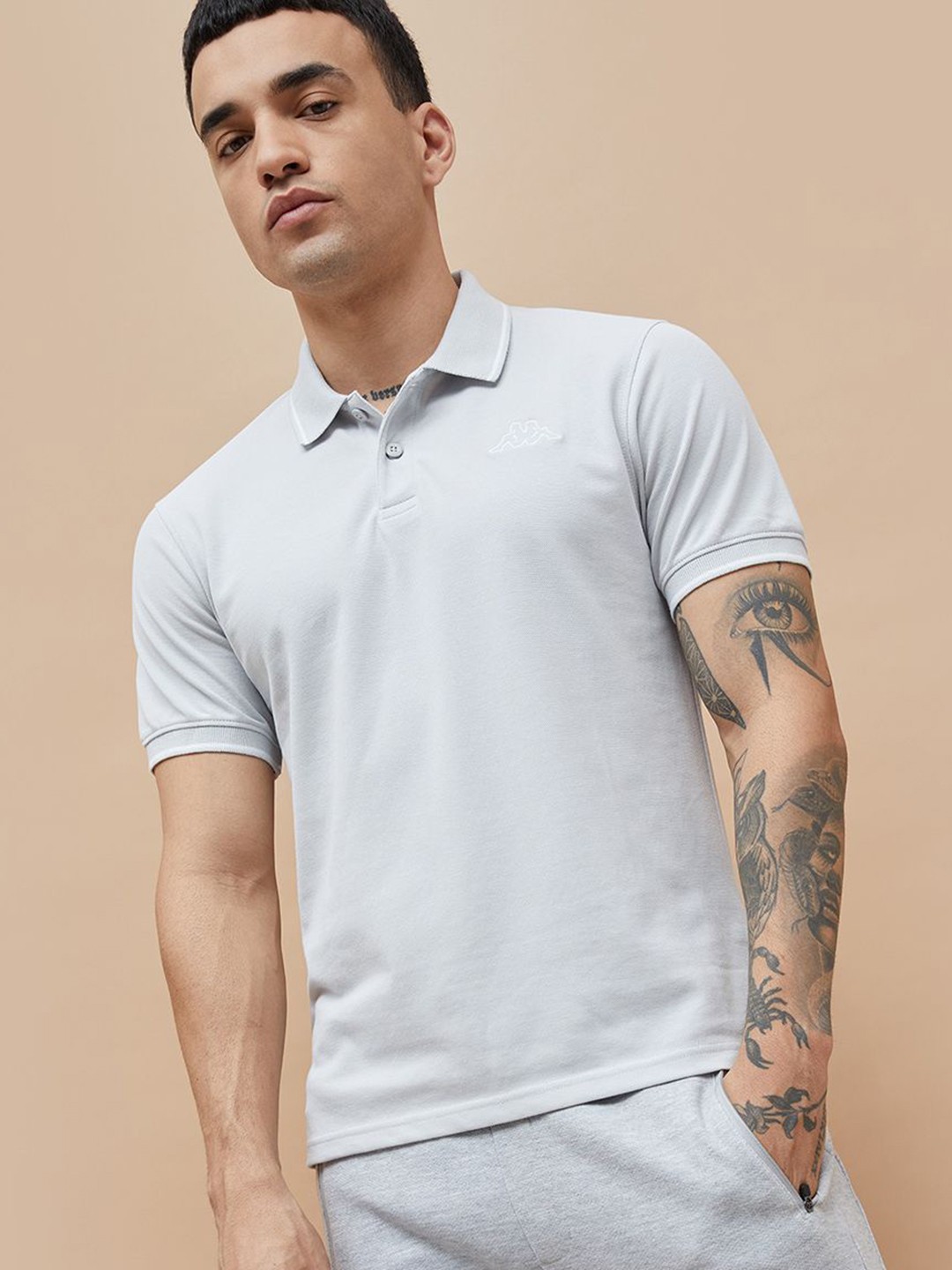 

Kappa Men Solid Polo Collar Cotton T-shirt, Grey